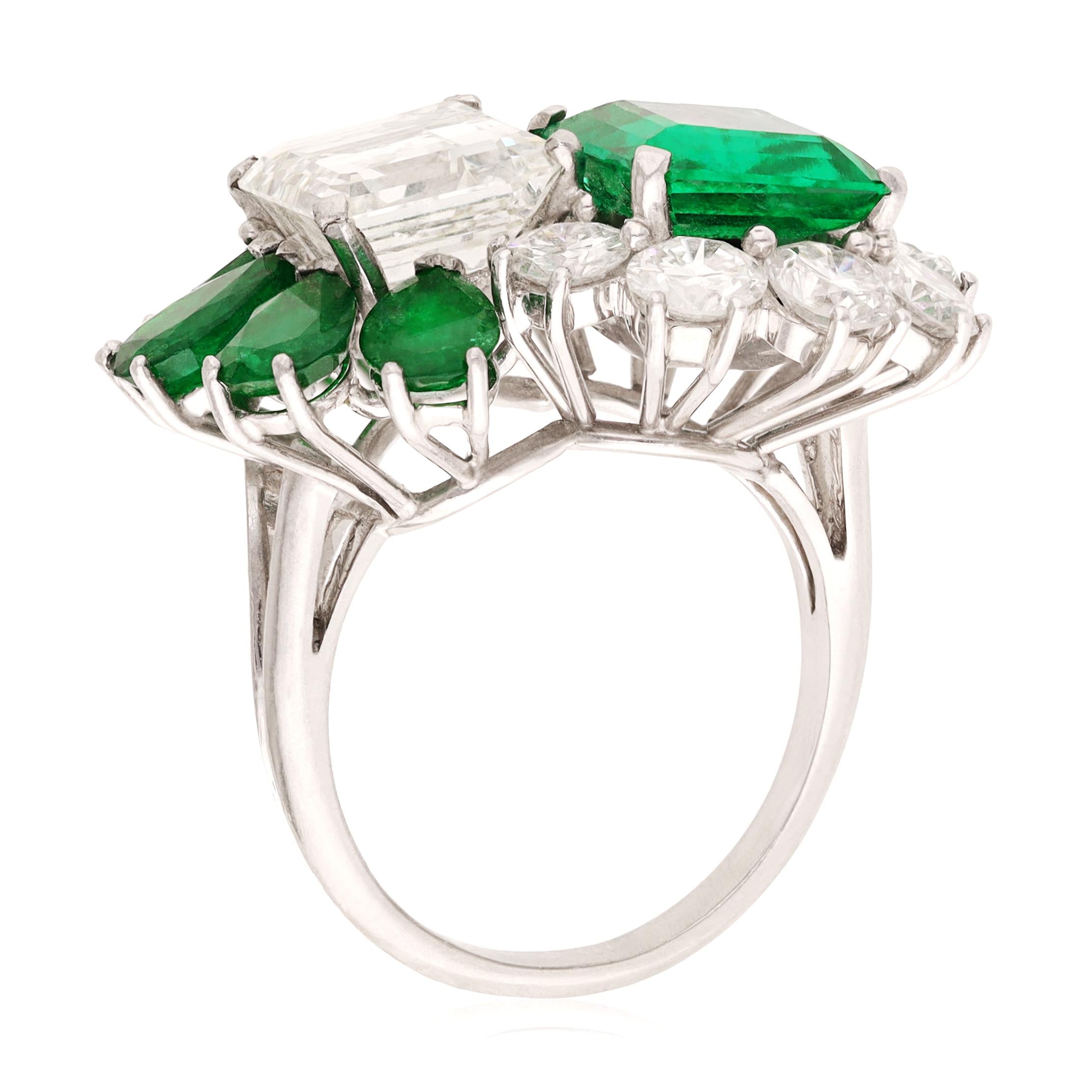 Platinum, Diamond and Emerald Toi ET Moi Ring