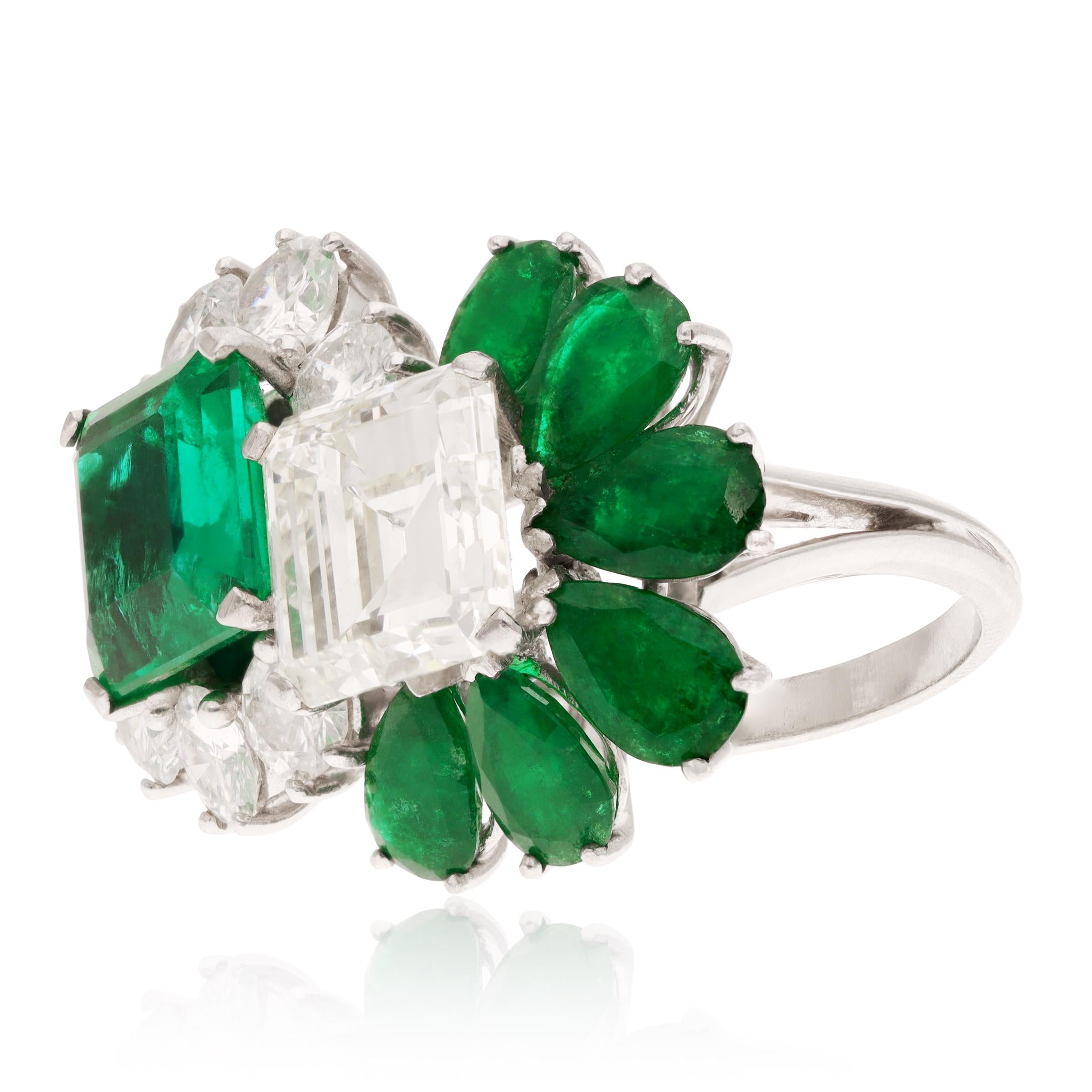 Platinum, Diamond and Emerald Toi ET Moi Ring