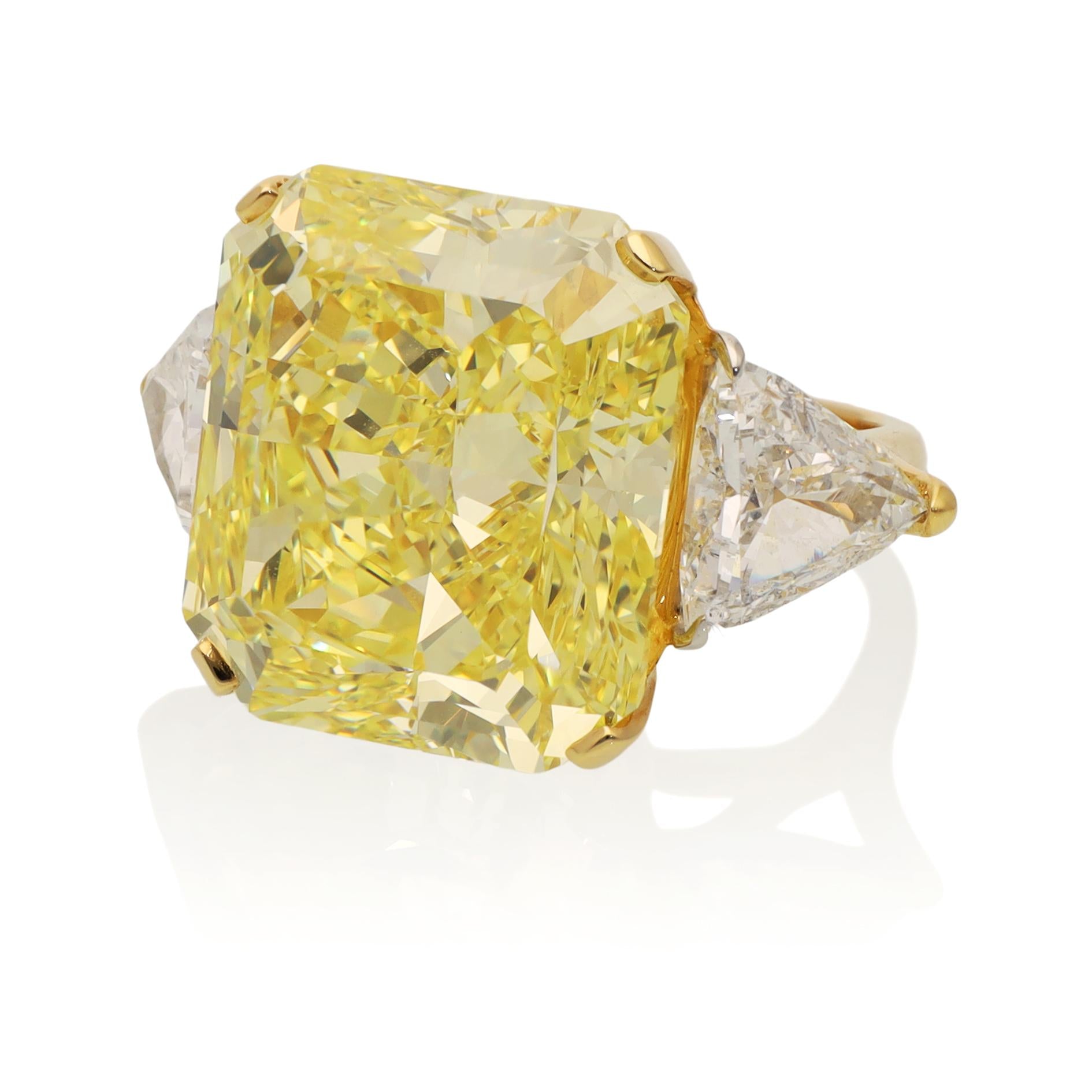 26.19 Radiant-Cut Fancy Vivid Yellow Diamond Ring