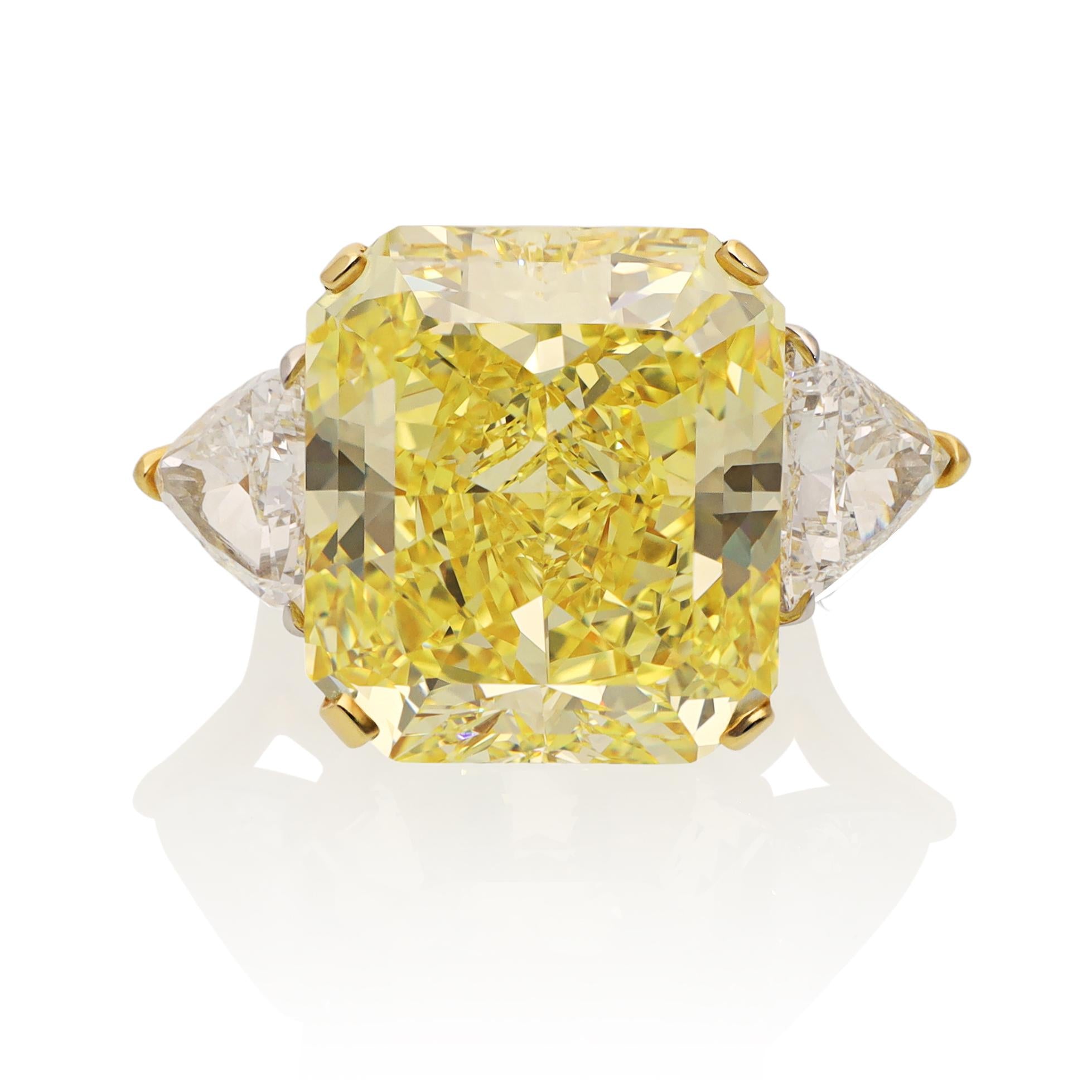26.19 Radiant-Cut Fancy Vivid Yellow Diamond Ring