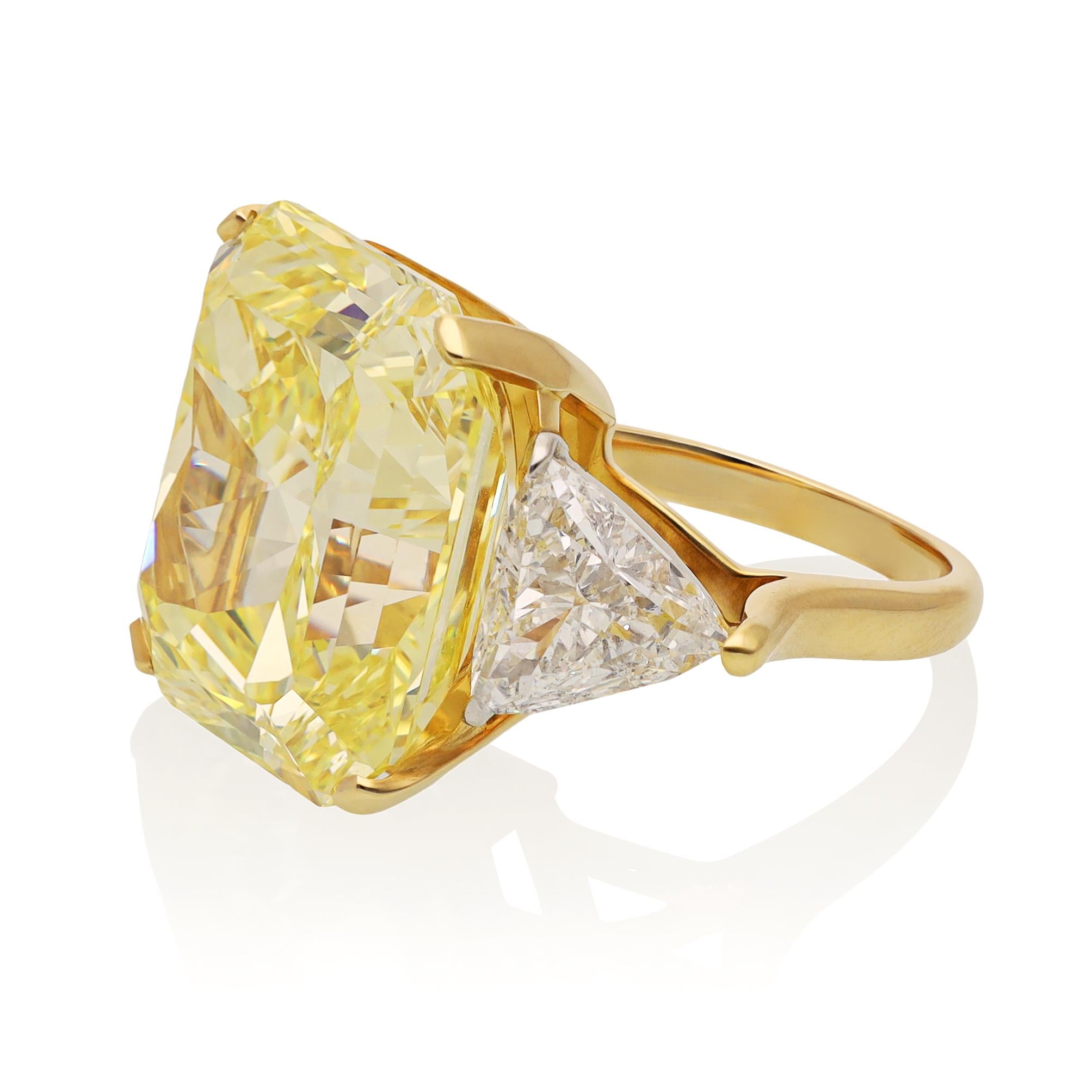 26.19 Radiant-Cut Fancy Vivid Yellow Diamond Ring