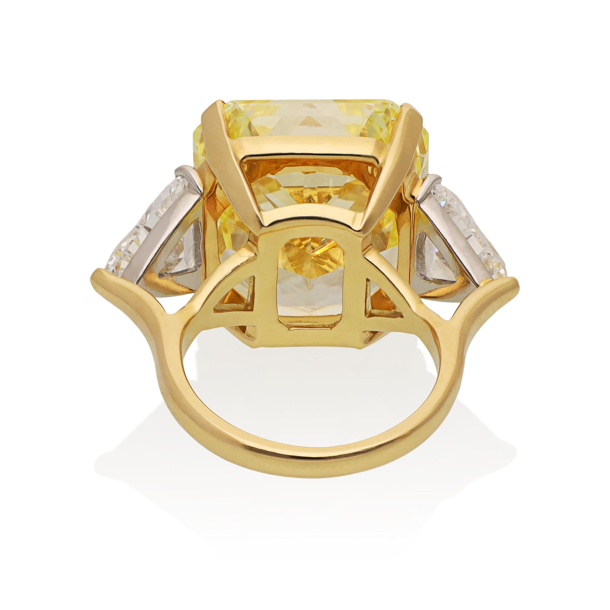26.19 Radiant-Cut Fancy Vivid Yellow Diamond Ring