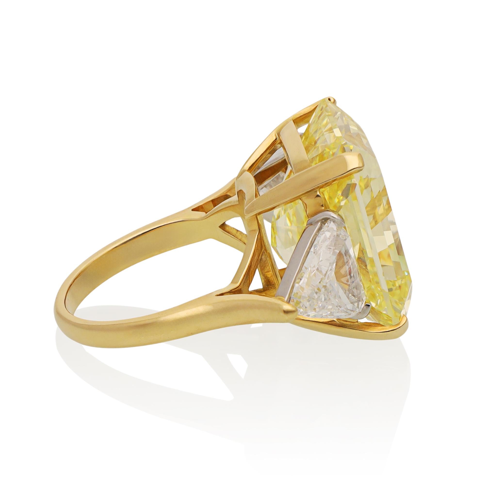 26.19 Radiant-Cut Fancy Vivid Yellow Diamond Ring