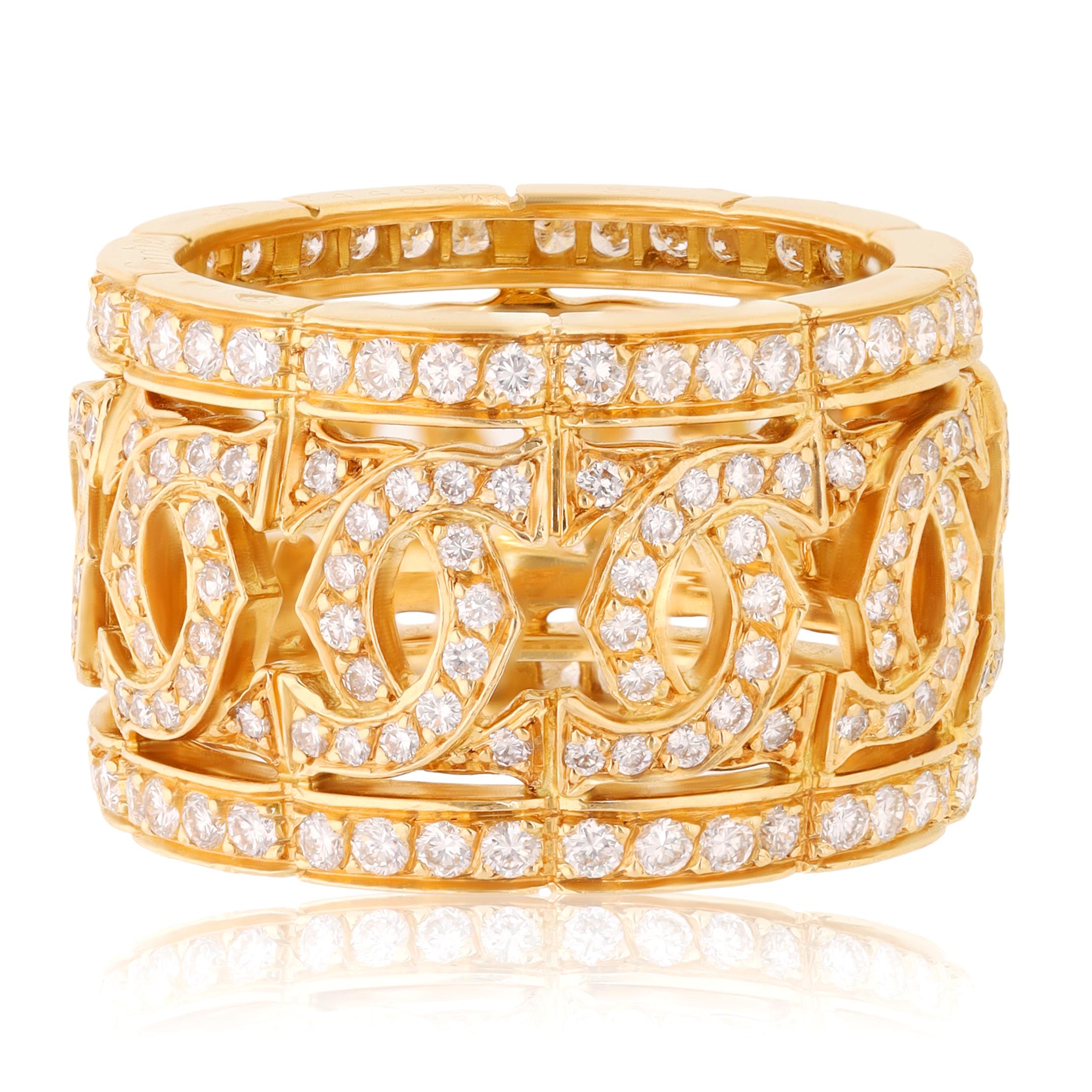 CARTIER 18K Yellow Gold Diamond Entrelacés C Band