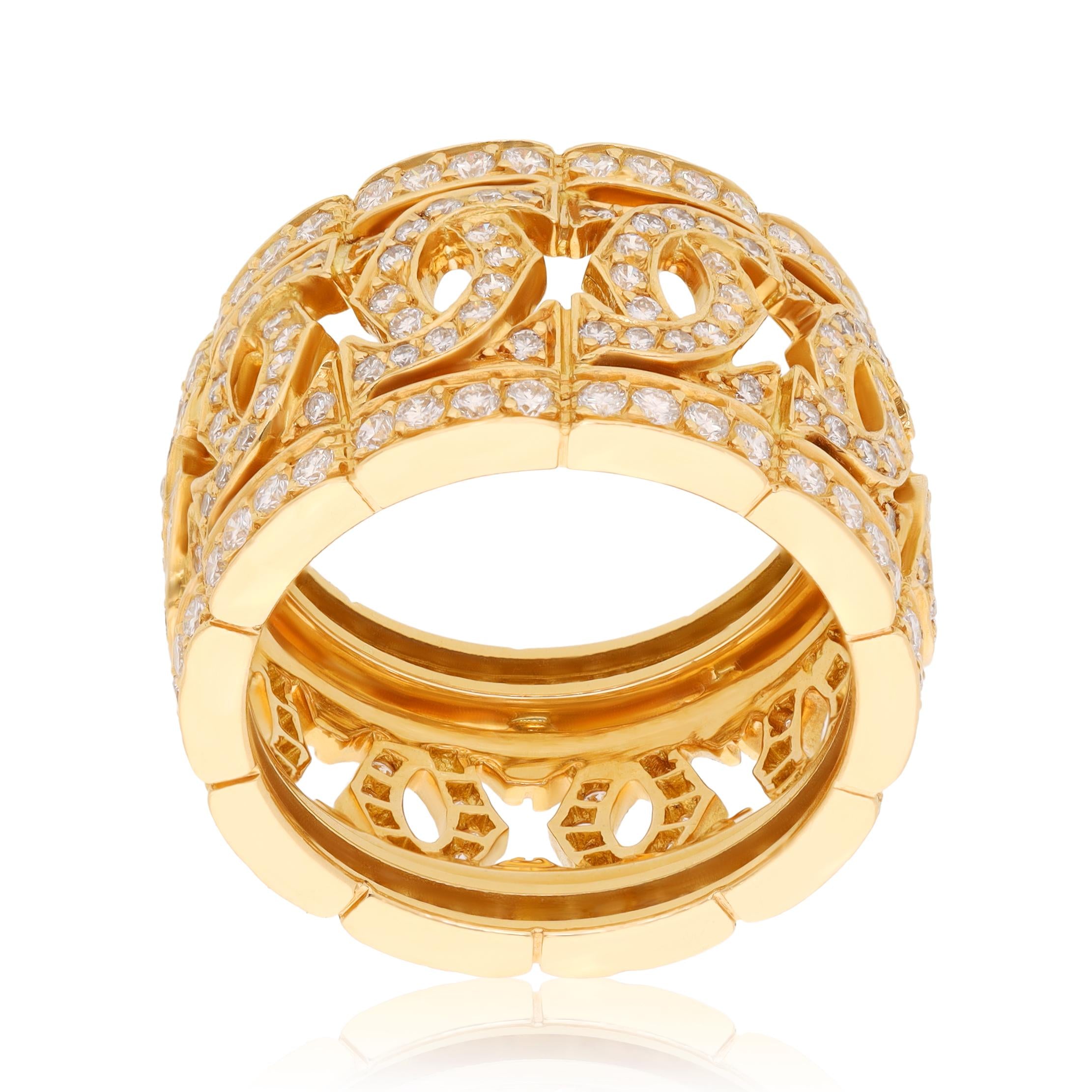 CARTIER 18K Yellow Gold Diamond Entrelacés C Band