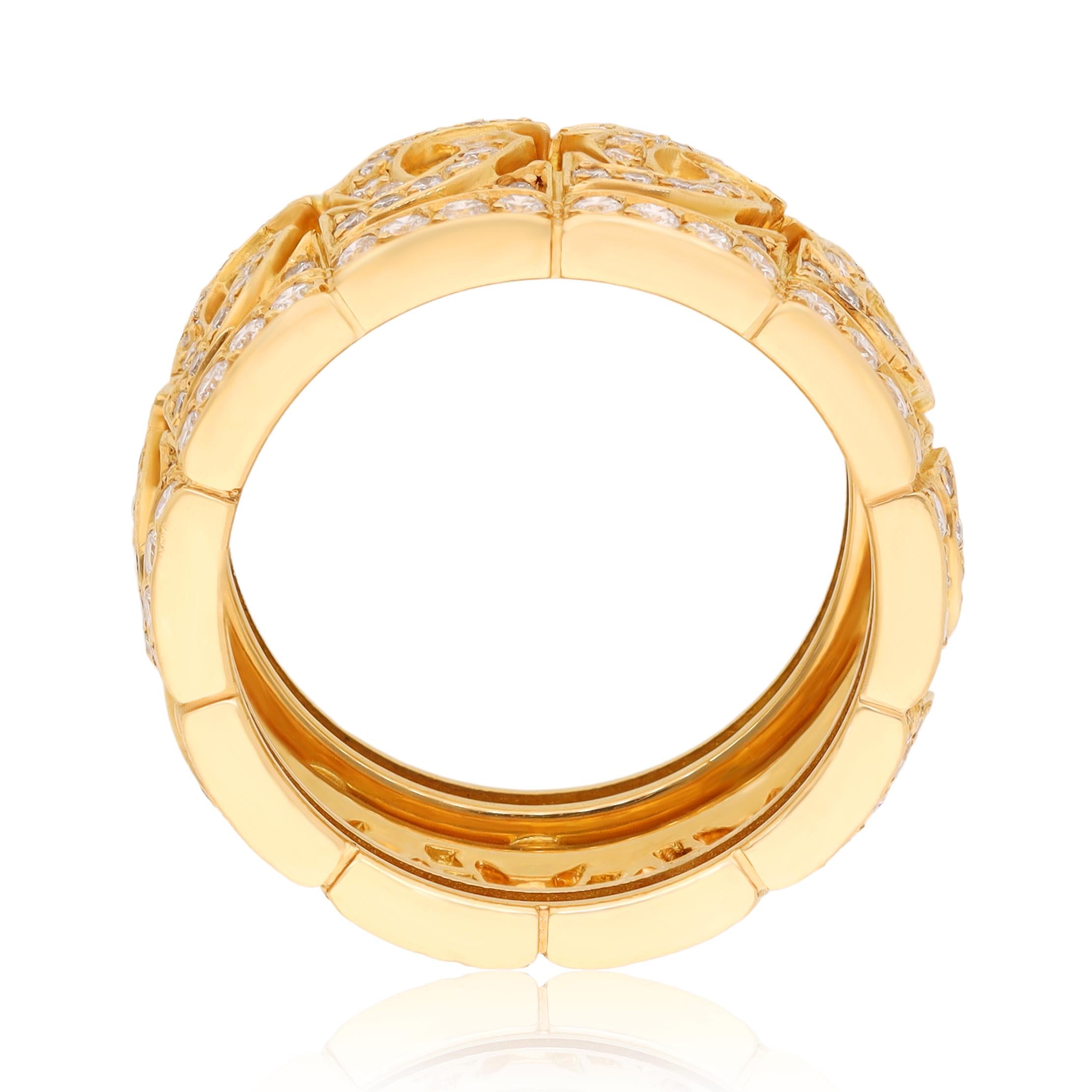 CARTIER 18K Yellow Gold Diamond Entrelacés C Band