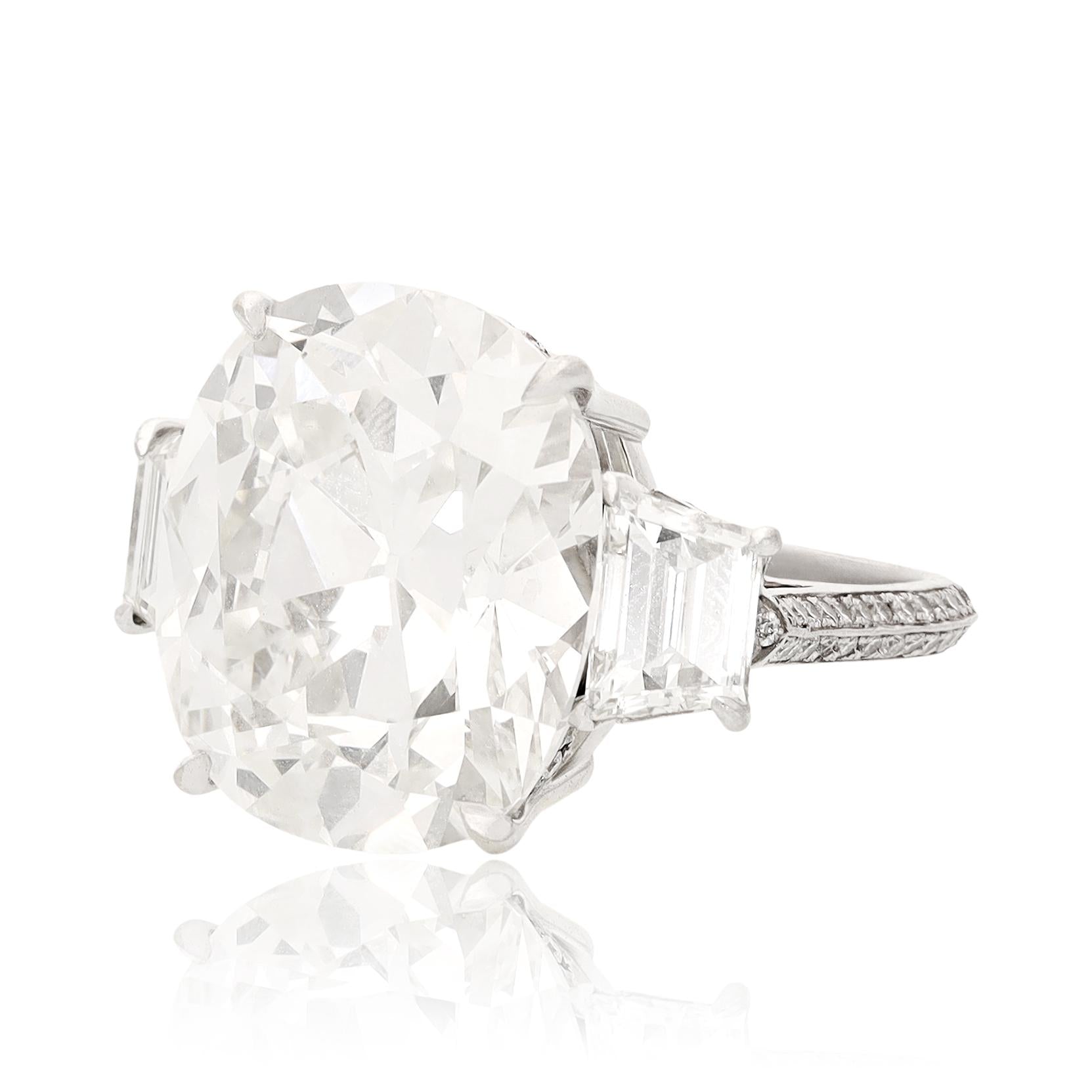 Platinum Cushion Brilliant-Cut Diamond Ring, 17.81 Carats