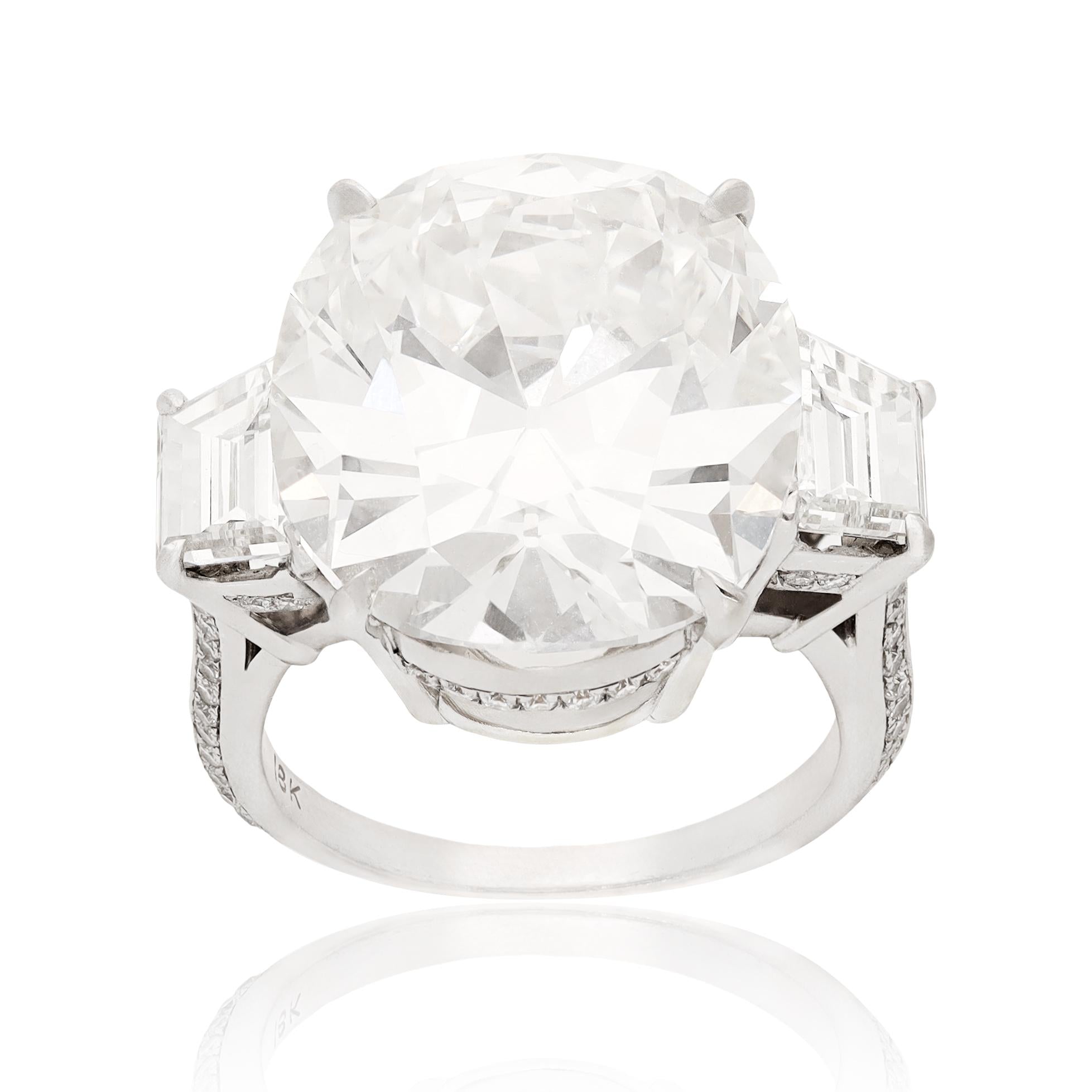 Platinum Cushion Brilliant-Cut Diamond Ring, 17.81 Carats