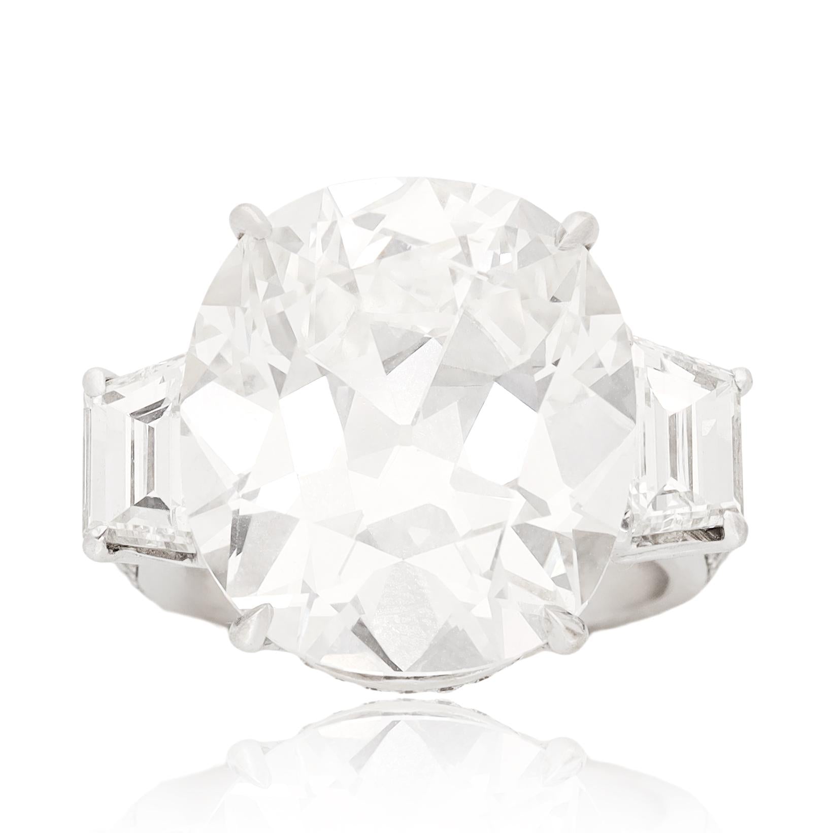 Platinum Cushion Brilliant-Cut Diamond Ring, 17.81 Carats
