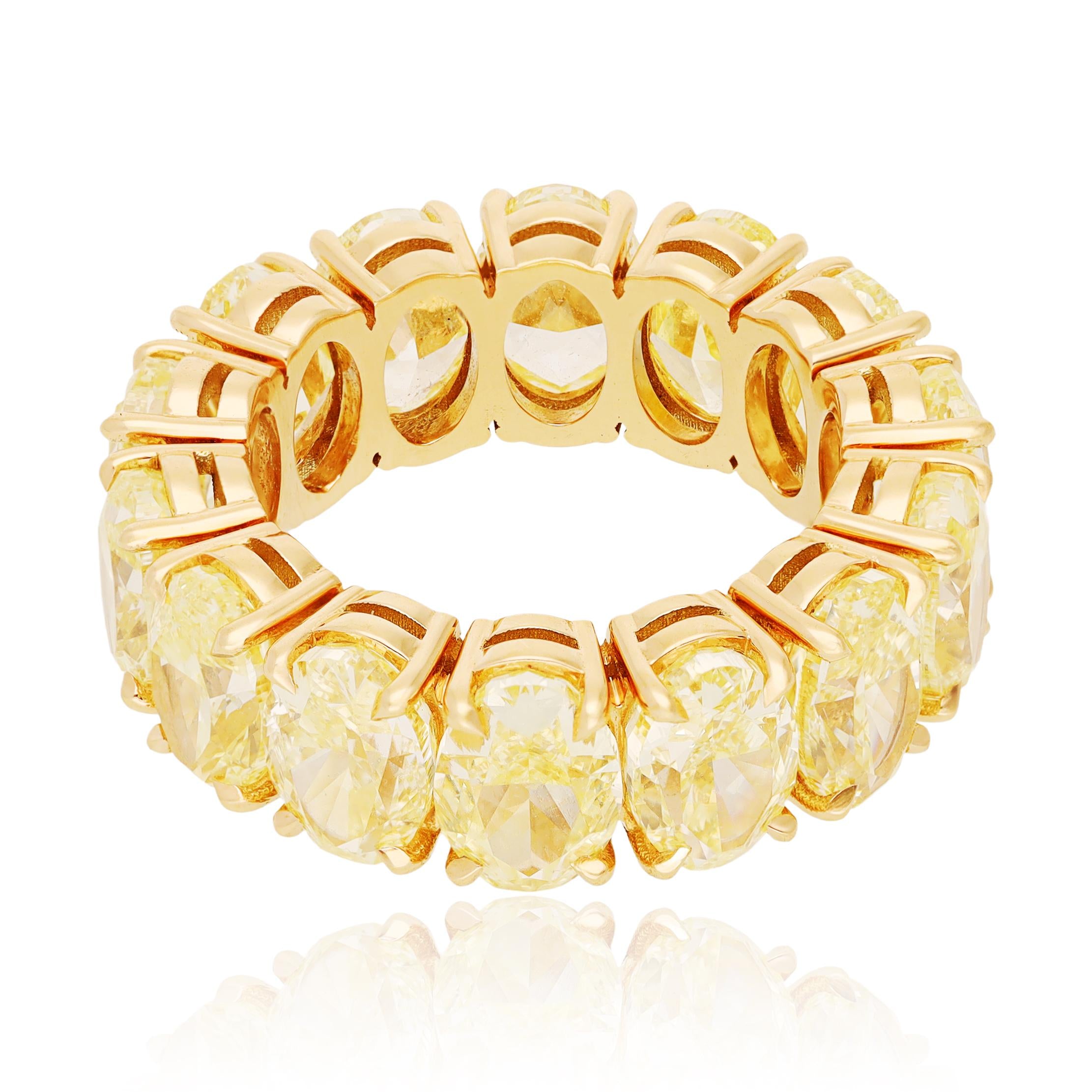 18K Yellow Gold Oval Shaped Fancy Yellow Diamond Wedding Ring