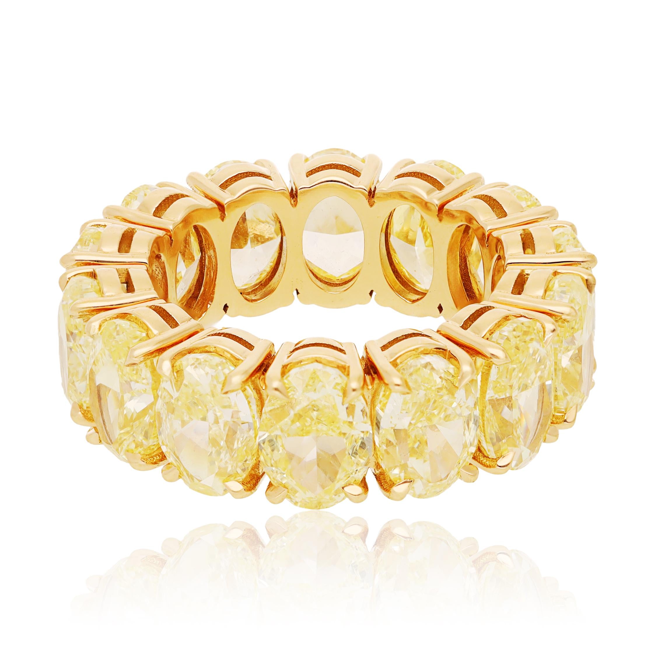 18K Yellow Gold Oval Shaped Fancy Yellow Diamond Wedding Ring