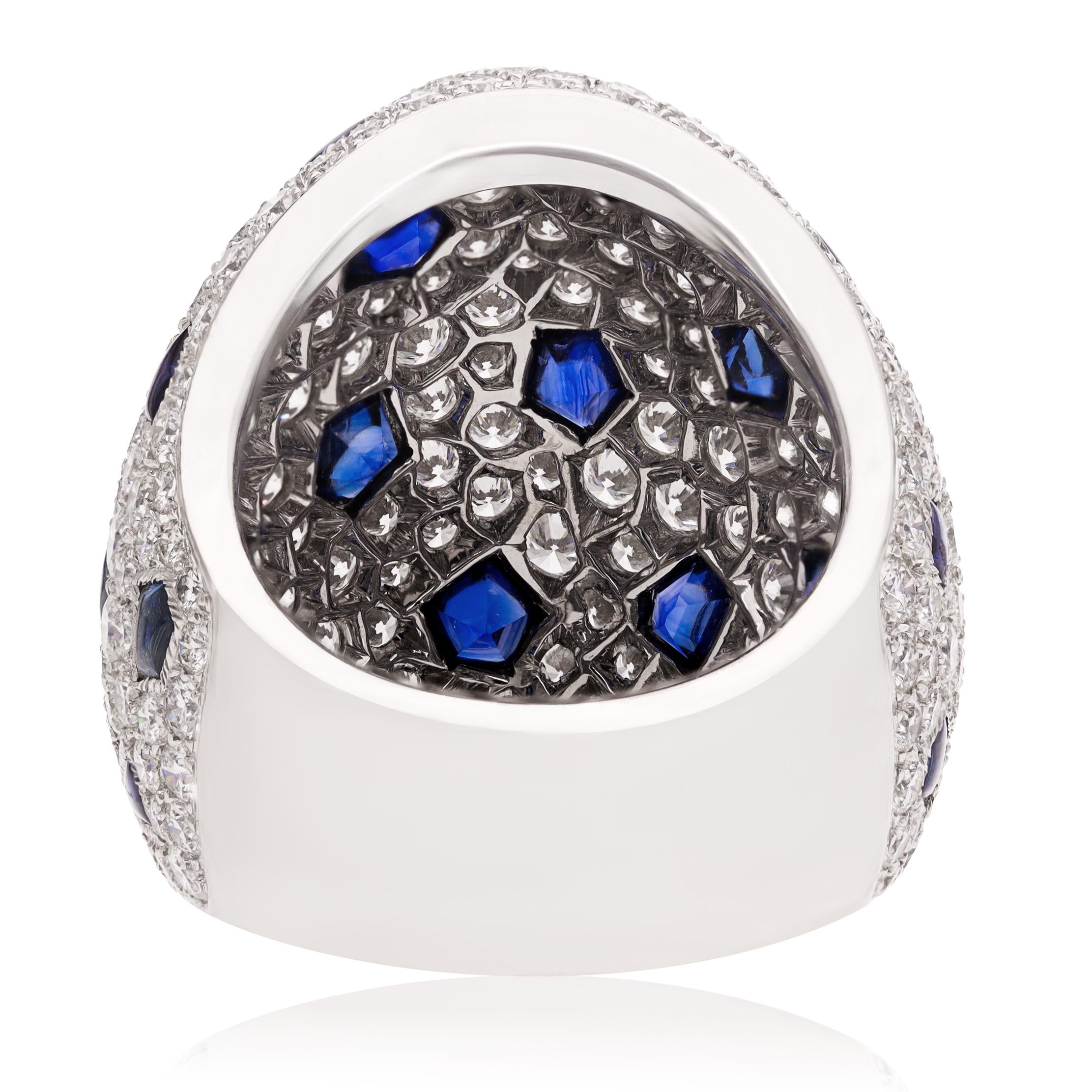 Cartier 18K White Gold Diamond and Sapphire "Lobi" Ring