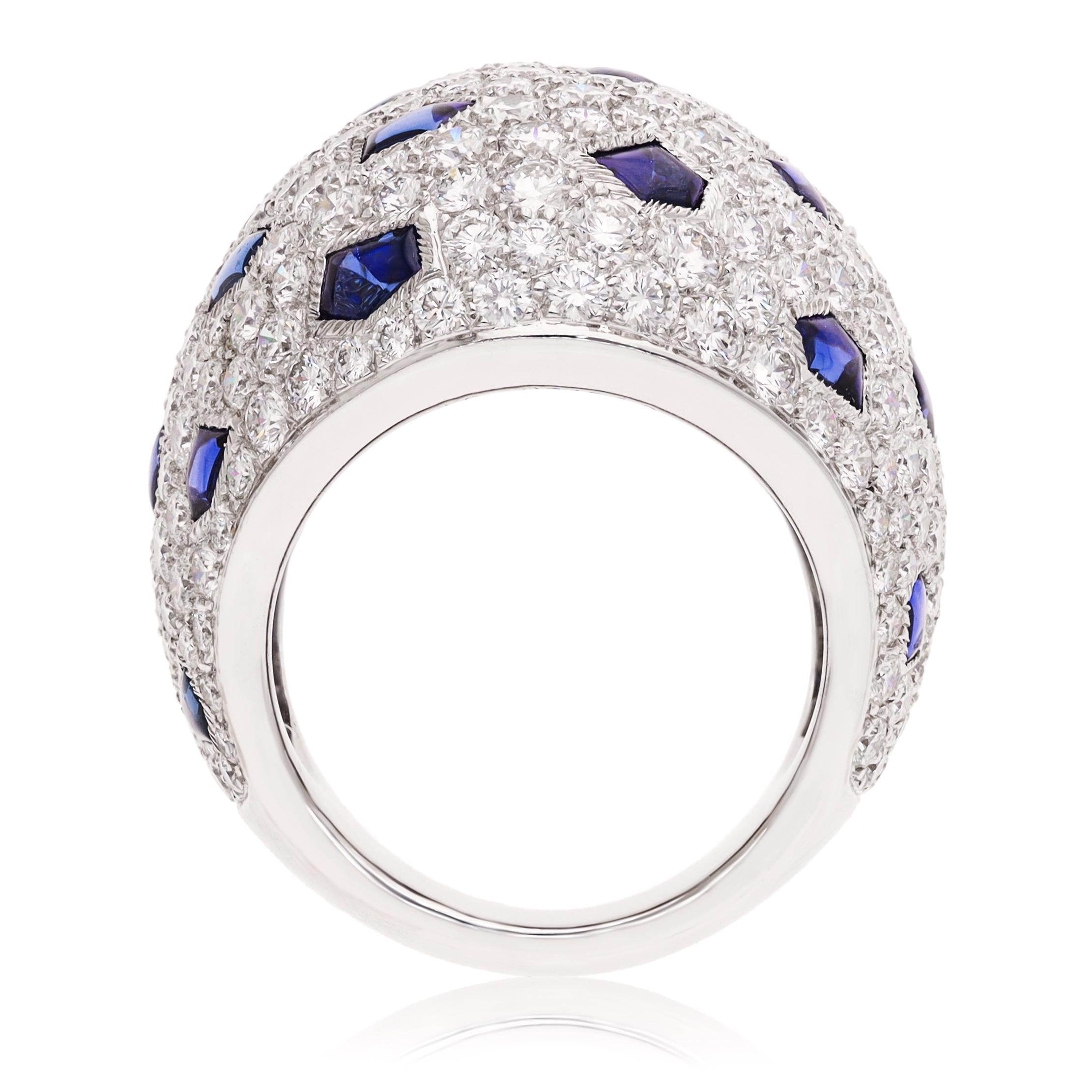 Cartier 18K White Gold Diamond and Sapphire "Lobi" Ring