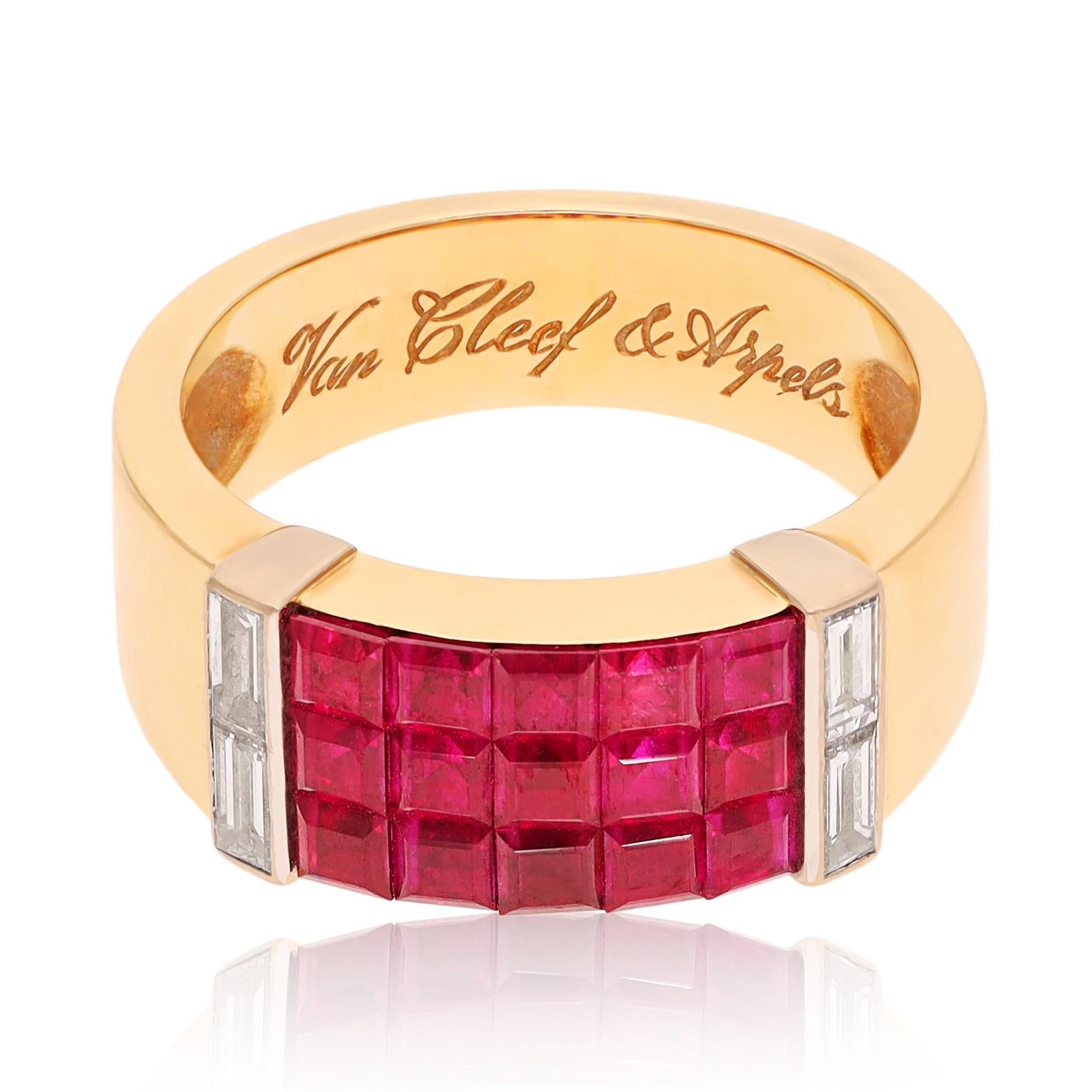 VAN CLEEF & ARPELS Mystery Set Ruby and Diamond "Pont Neuf" Ring