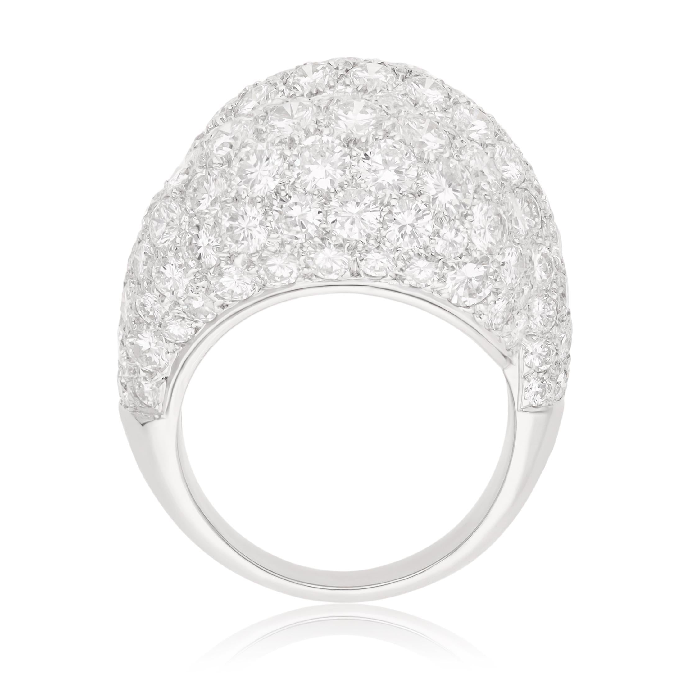 VAN CLEEF & ARPELS 18K White Gold Diamond Boulle Ring