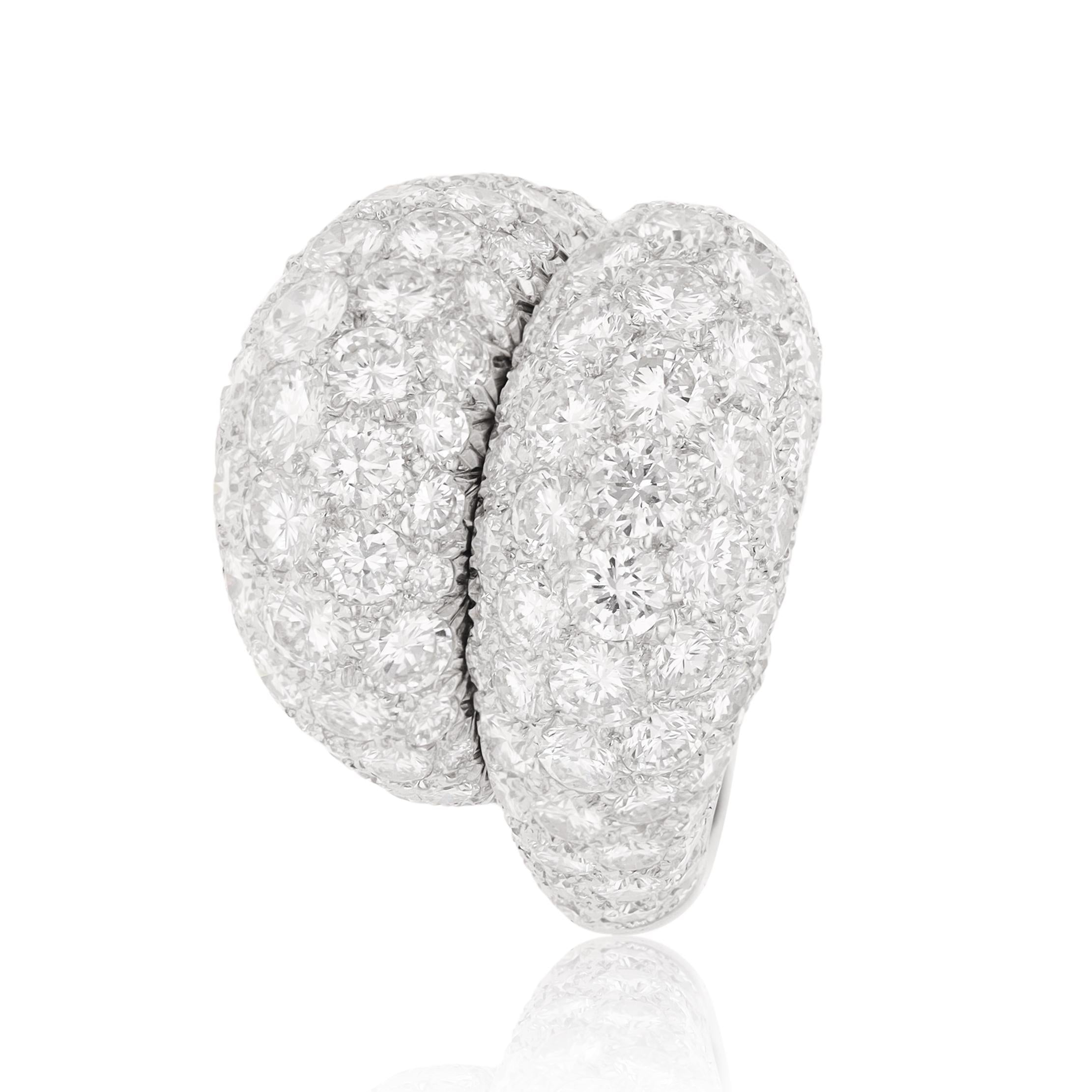 VAN CLEEF & ARPELS 18K White Gold Diamond Boulle Ring