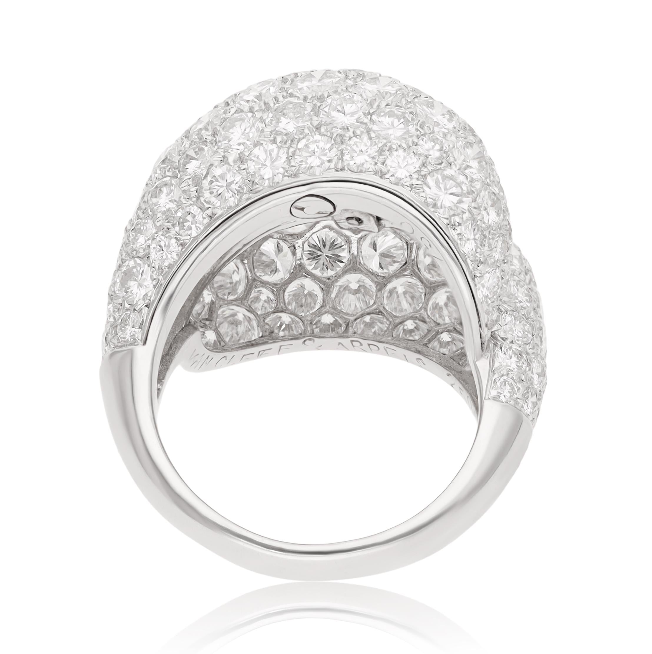 VAN CLEEF & ARPELS 18K White Gold Diamond Boulle Ring