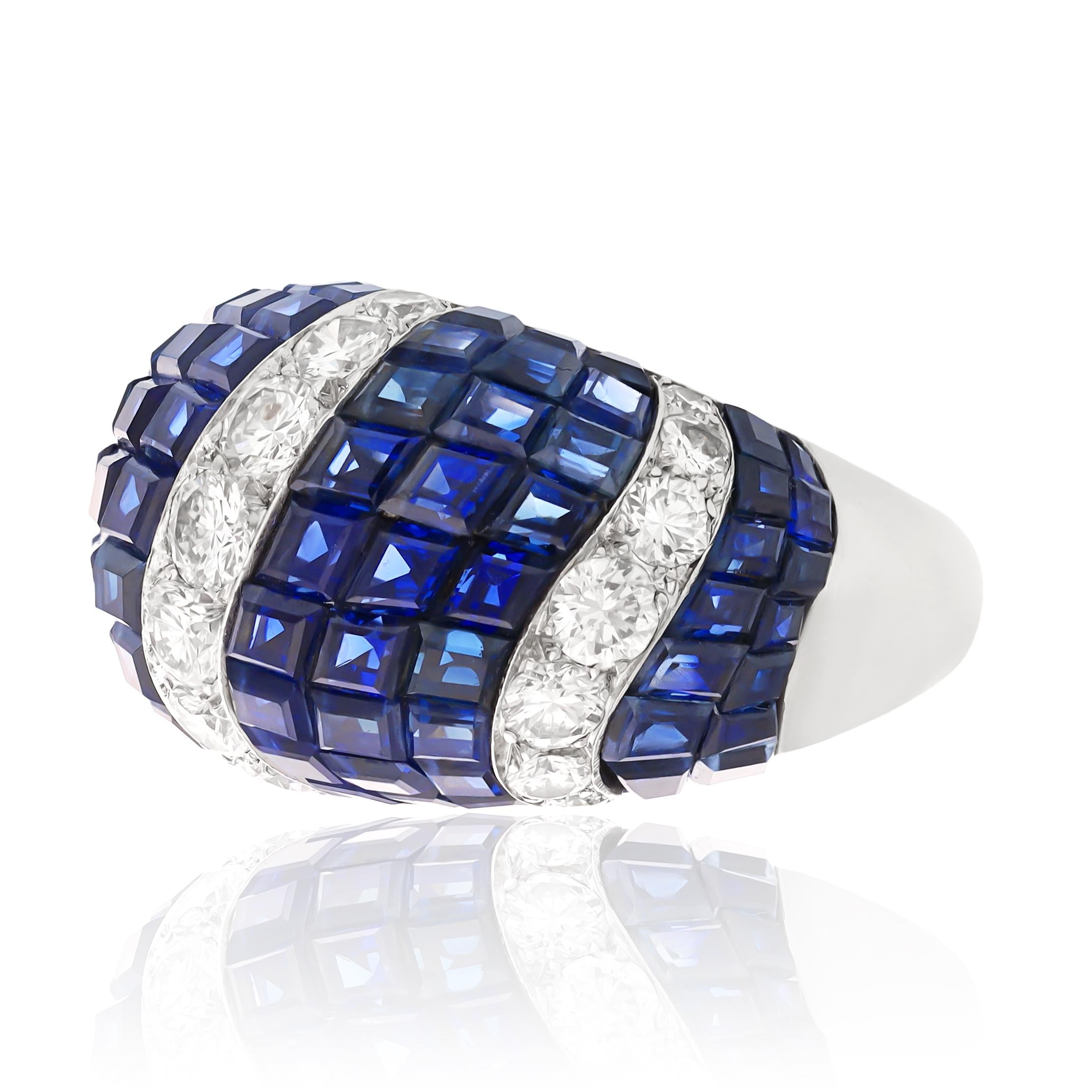 VAN CLEEF & ARPELS Mystery Set Sapphire and Diamond Ring