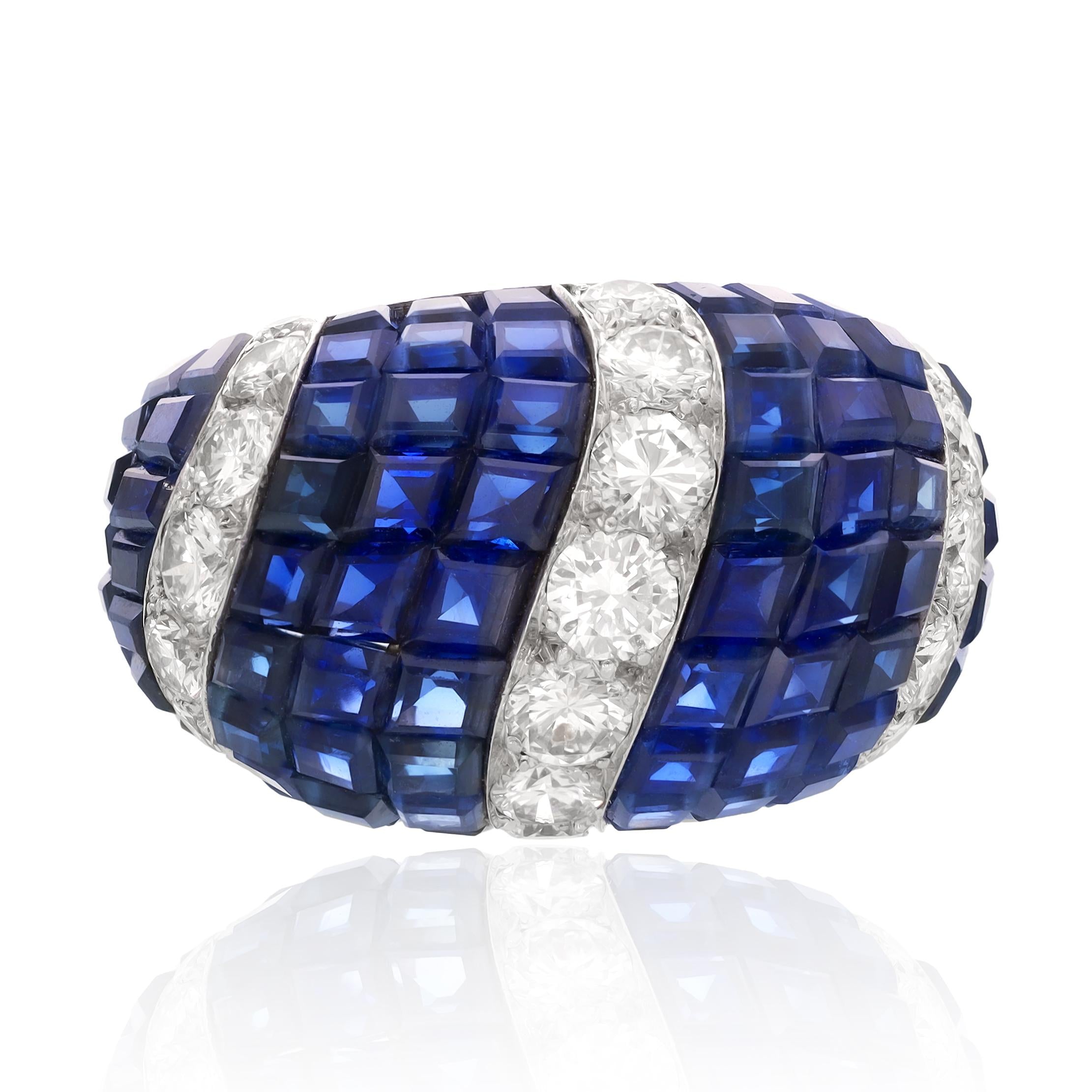 VAN CLEEF & ARPELS Mystery Set Sapphire and Diamond Ring