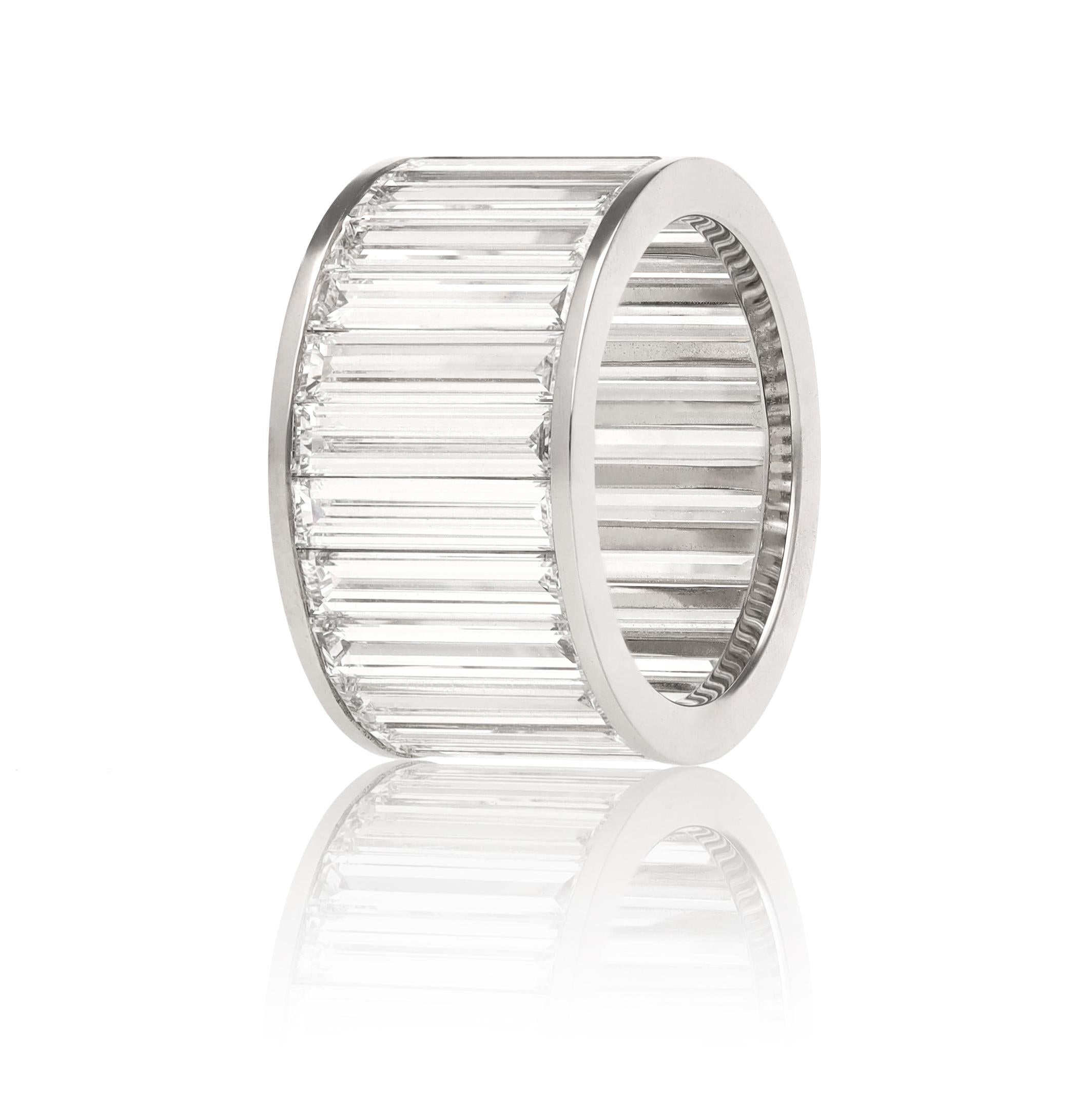 PLATINUM ELONGATED BAGUETTE DIAMOND WEDDING RING