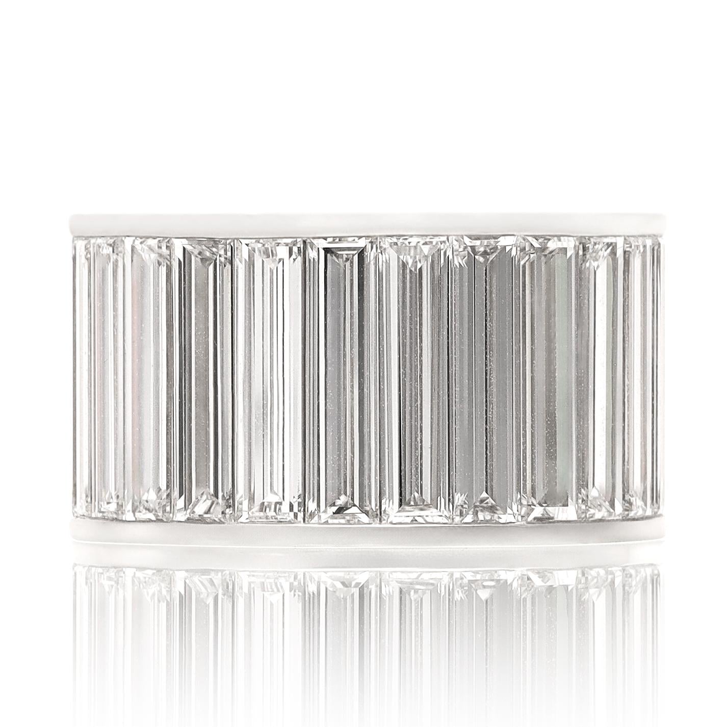PLATINUM ELONGATED BAGUETTE DIAMOND WEDDING RING