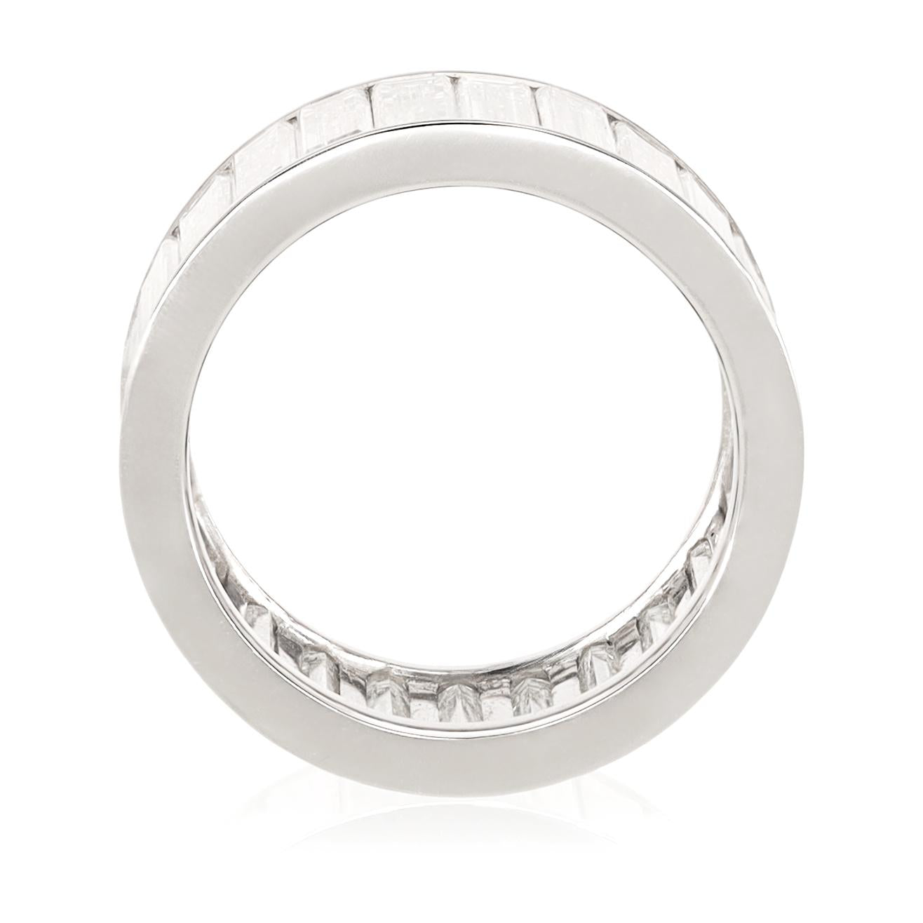 PLATINUM ELONGATED BAGUETTE DIAMOND WEDDING RING