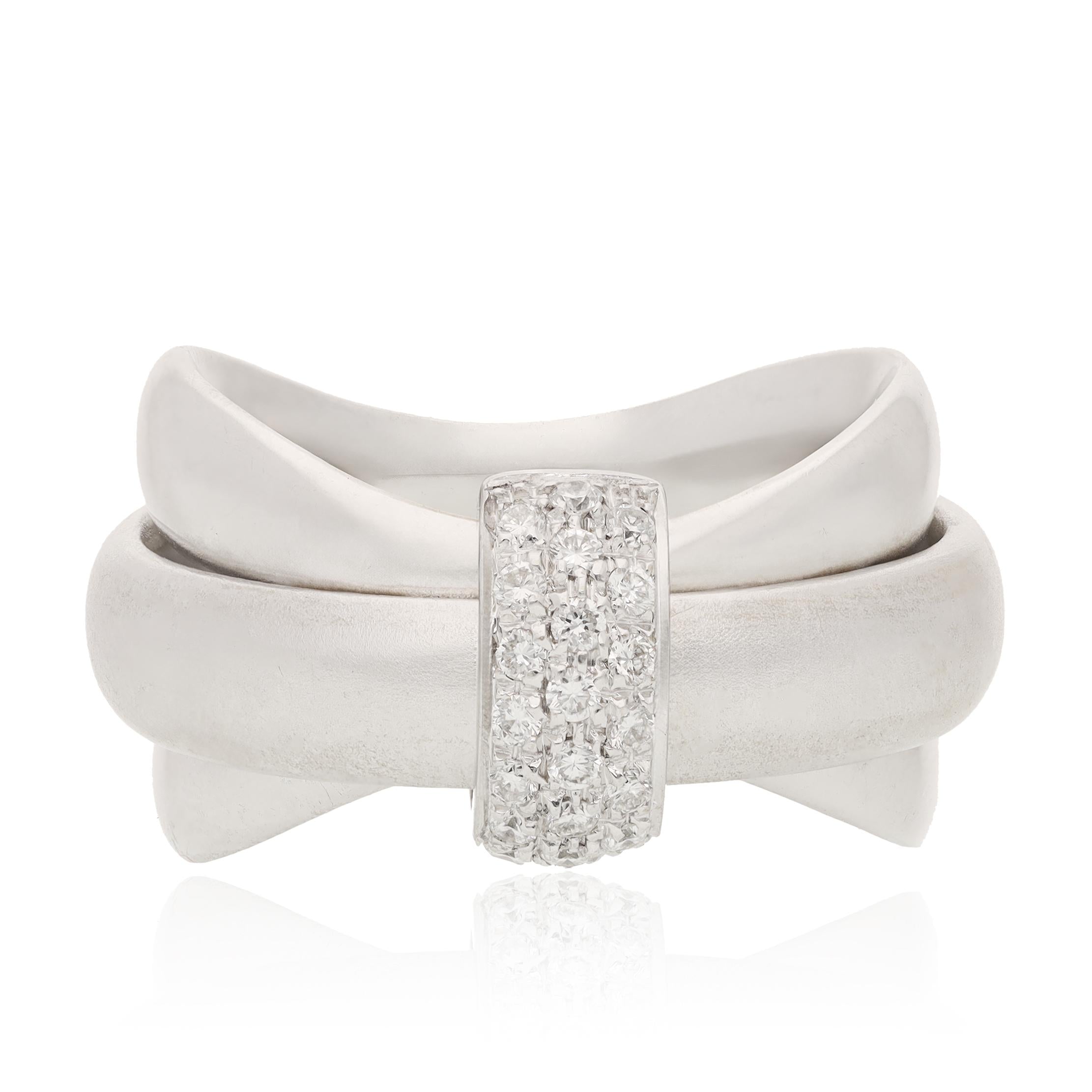 POMELLATO 18K White Gold and Diamond Three-Band Ring