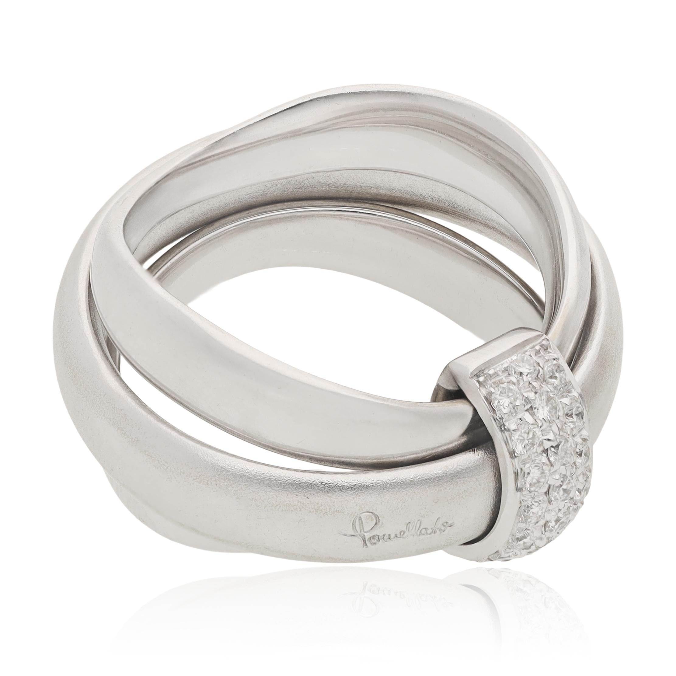 POMELLATO 18K White Gold and Diamond Three-Band Ring