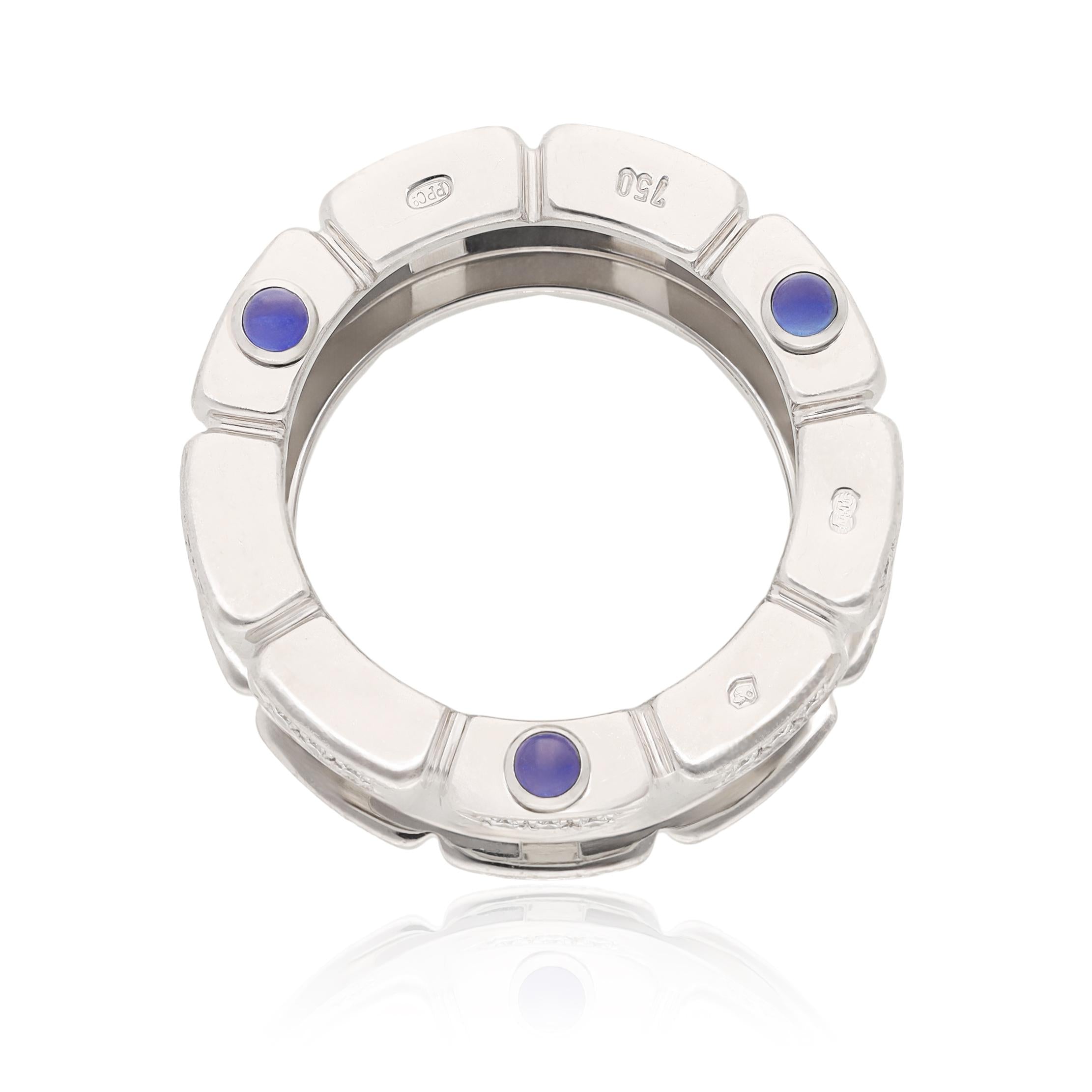 PATEK PHILIPPE 18K White Gold, Diamond and Cabochon Sapphire Ring