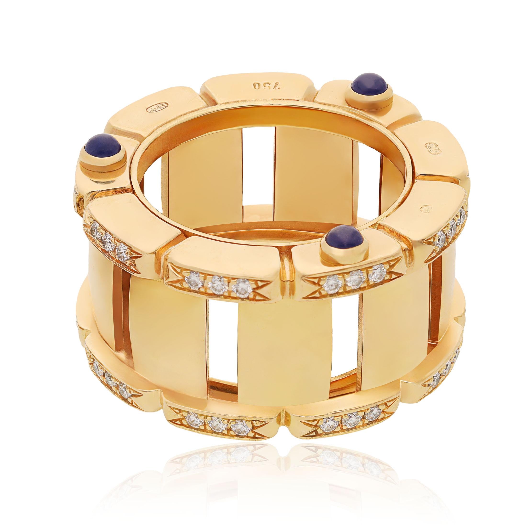 PATEK PHILIPPE 18K Rose Gold, Diamond and Cabochon Sapphire Wedding Ring