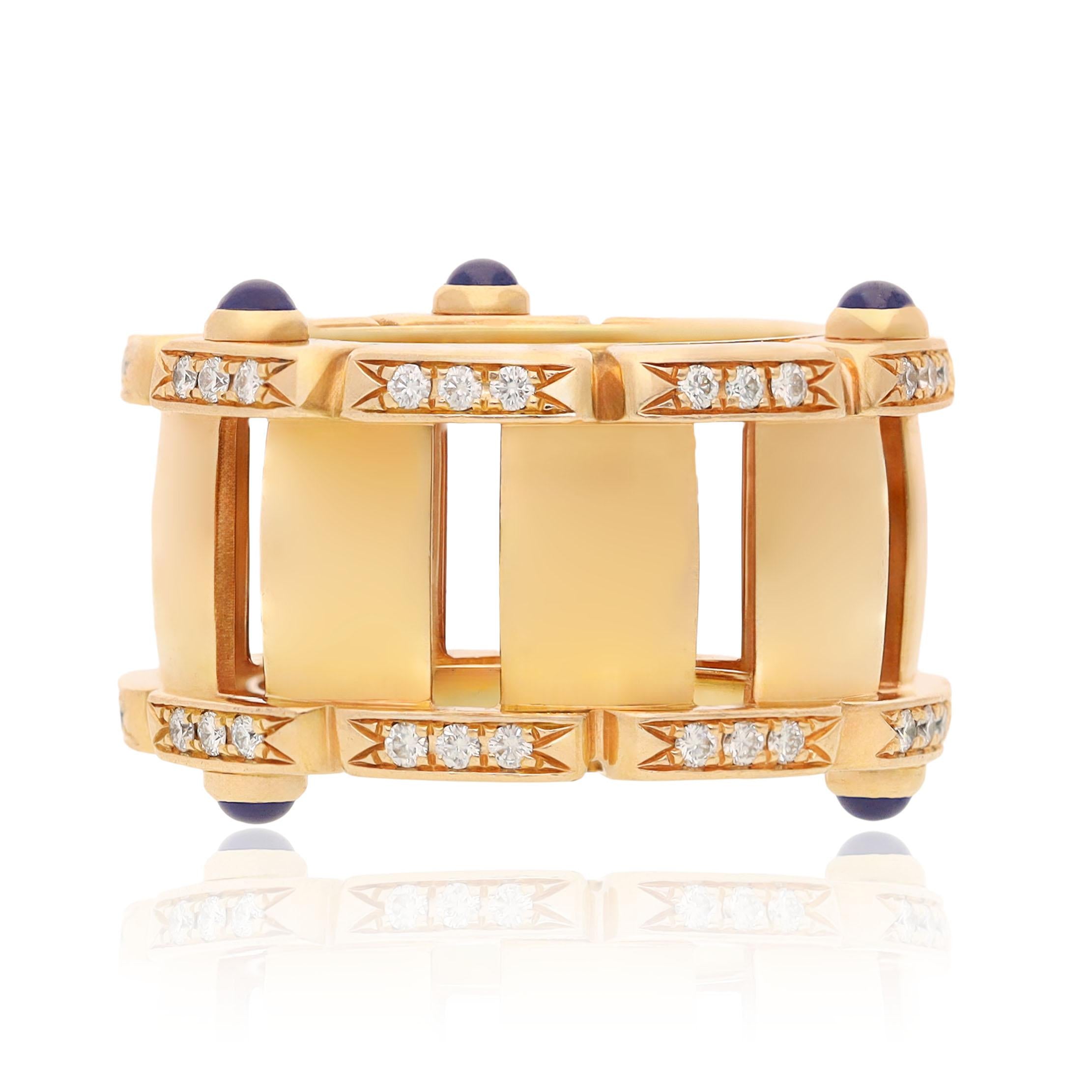 PATEK PHILIPPE 18K Rose Gold, Diamond and Cabochon Sapphire Wedding Ring