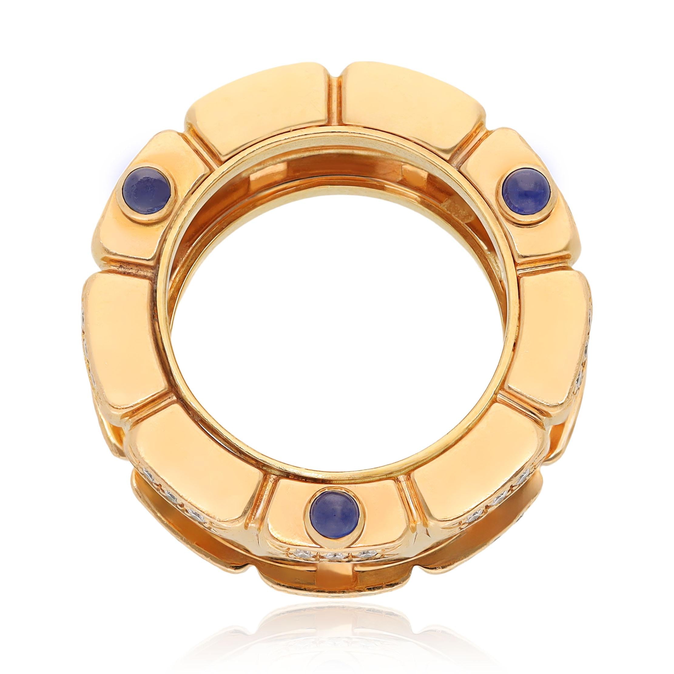PATEK PHILIPPE 18K Rose Gold, Diamond and Cabochon Sapphire Wedding Ring