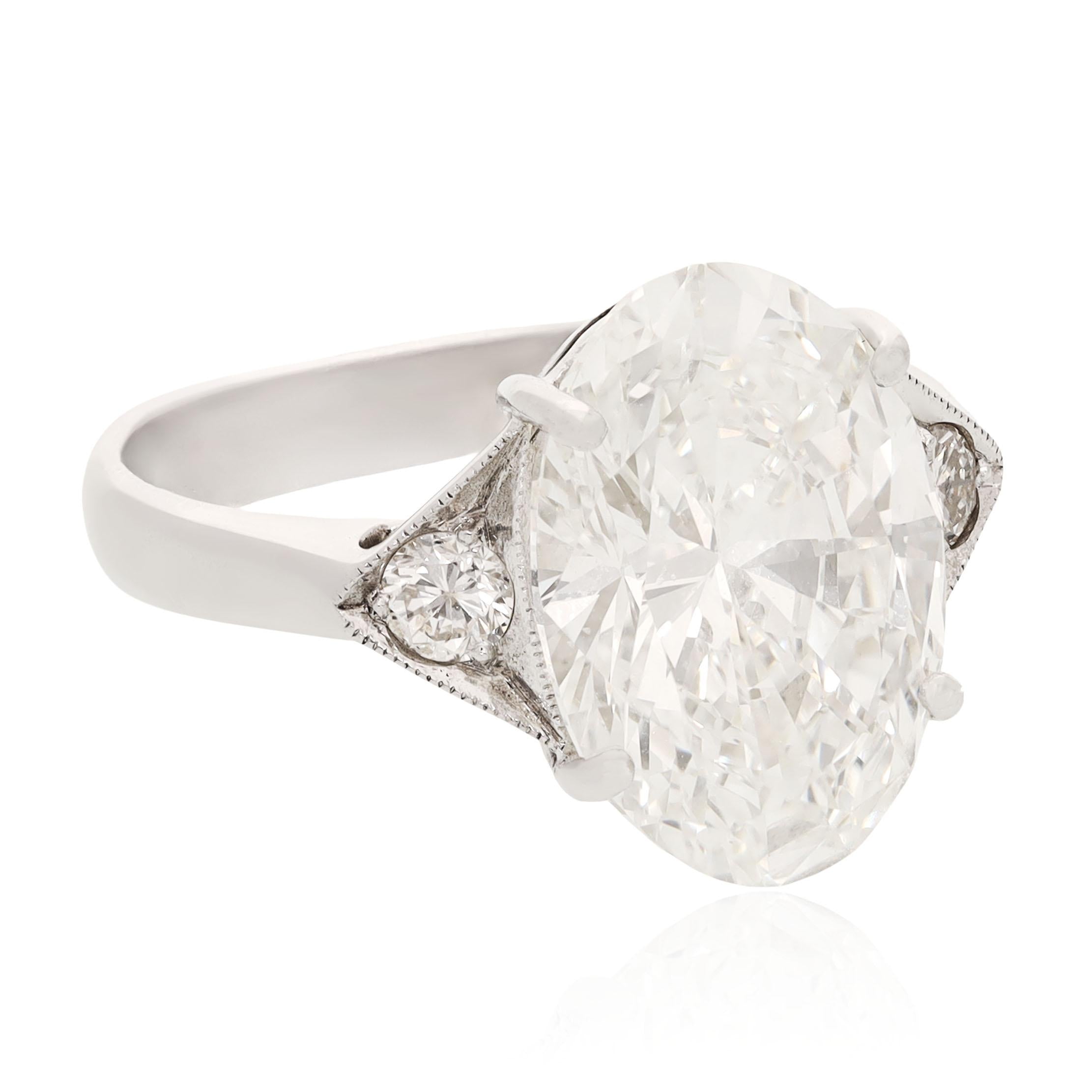 5.17 CTS Oval-Cut Platinum Diamond Ring