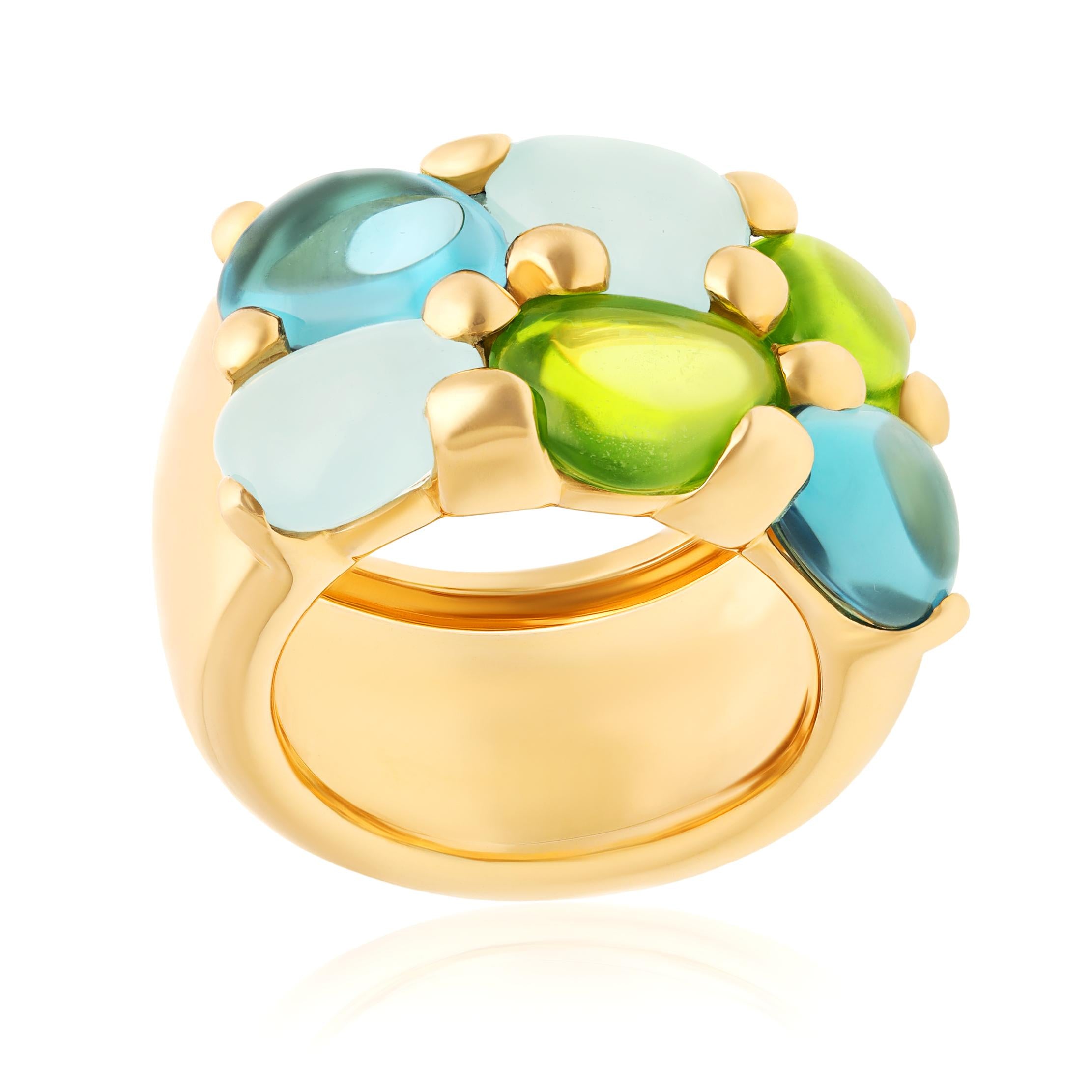 POMELLATO Peridot, Blue Topaz and Aquamarine “Saasi” Ring