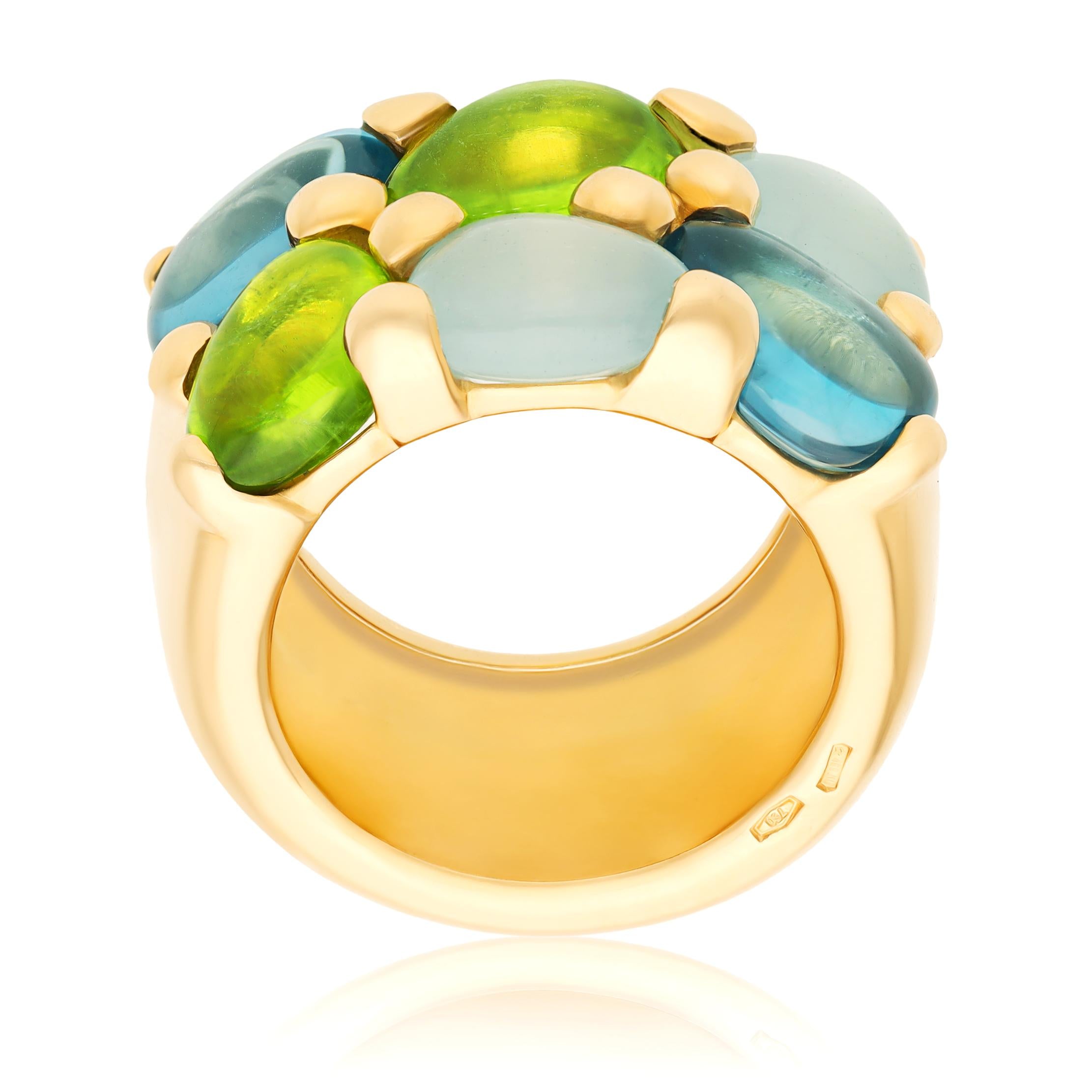 POMELLATO Peridot, Blue Topaz and Aquamarine “Saasi” Ring