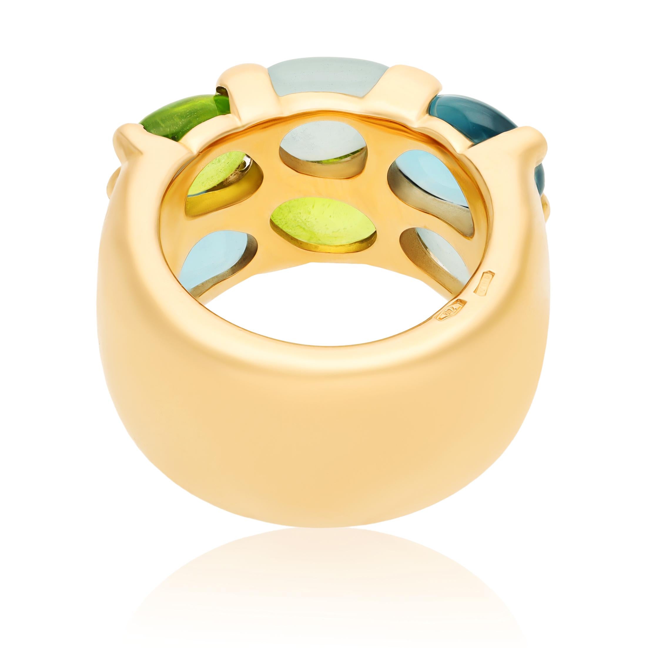 POMELLATO Peridot, Blue Topaz and Aquamarine “Saasi” Ring