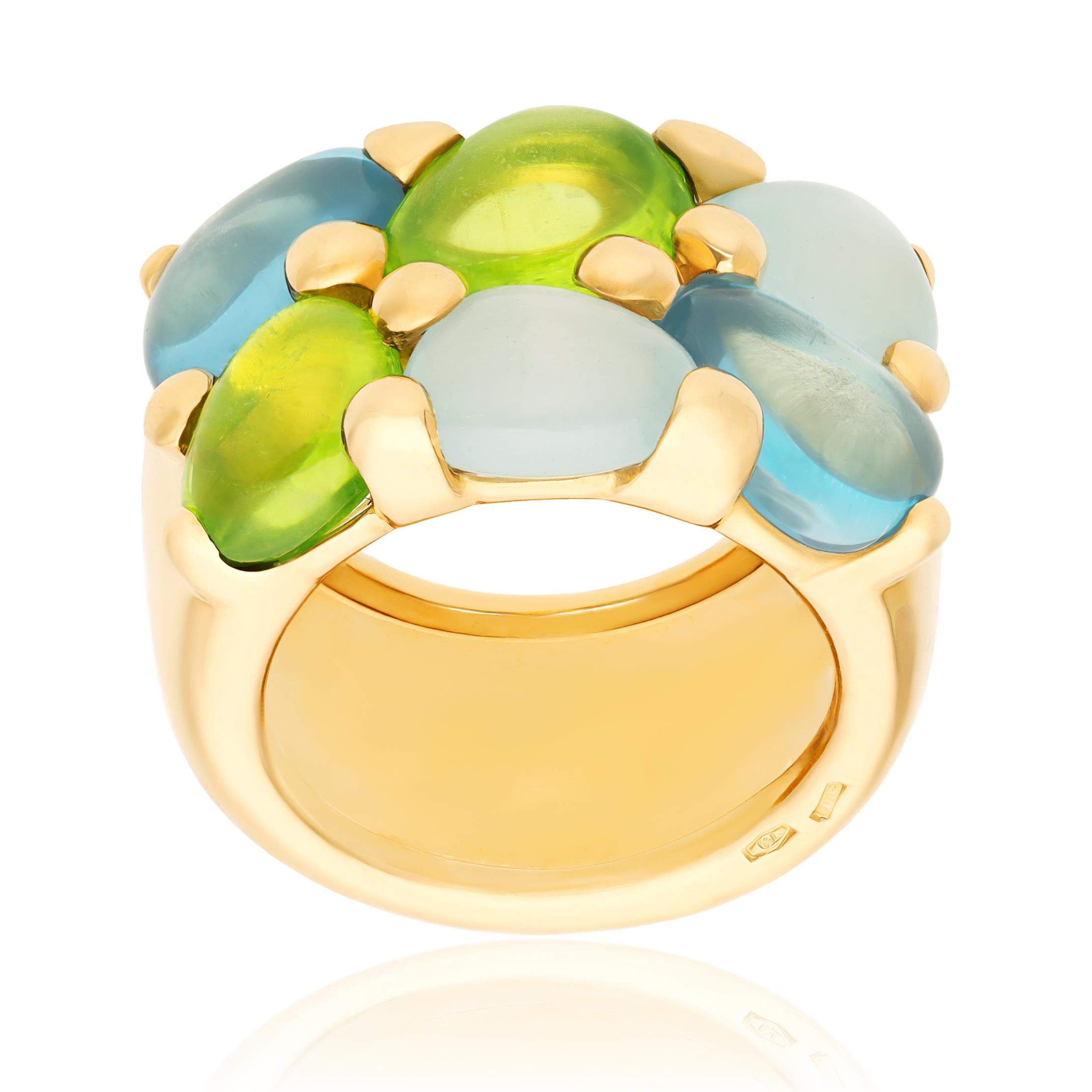 POMELLATO Peridot, Blue Topaz and Aquamarine “Saasi” Ring