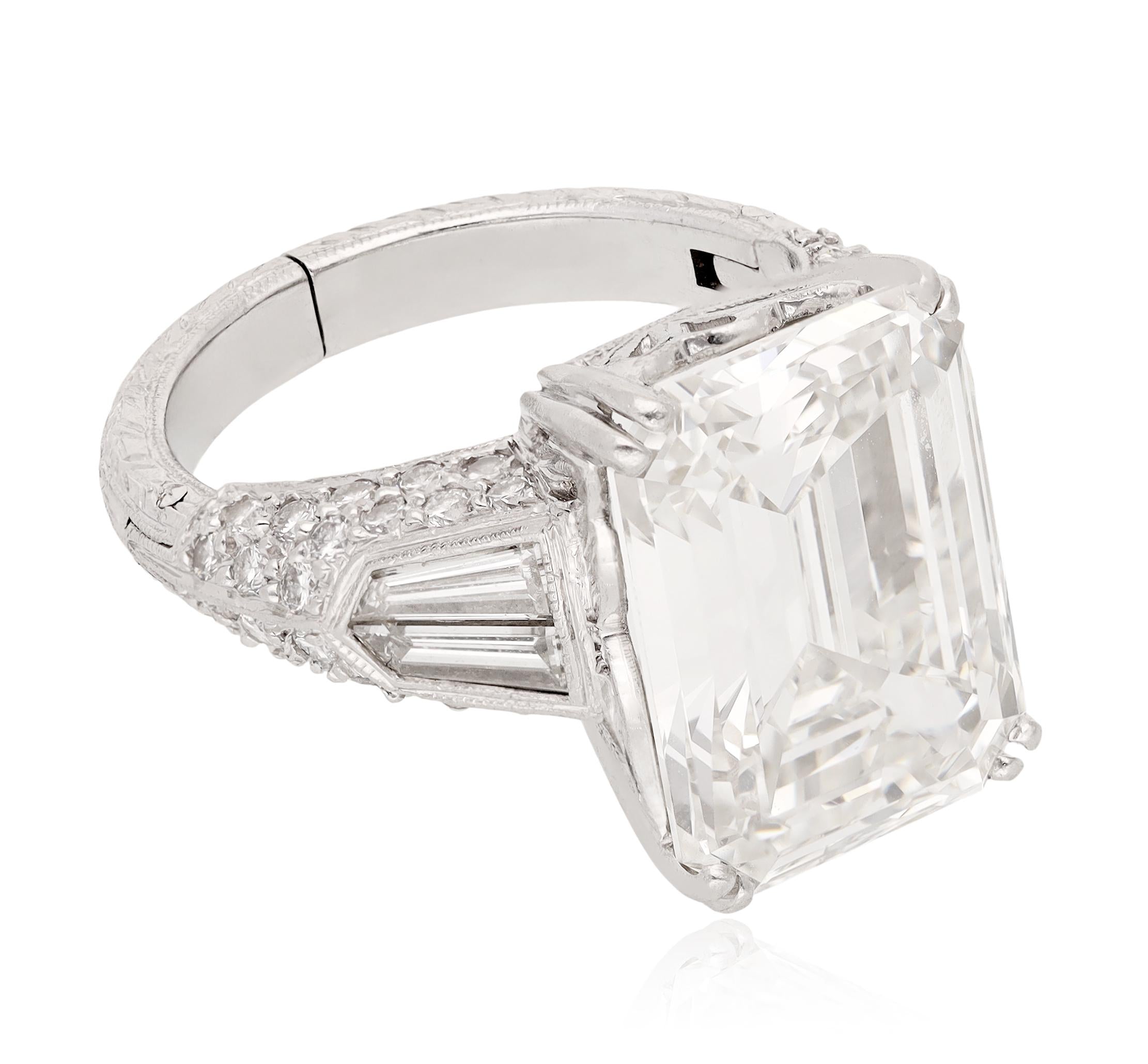 11.07 Emerald-Cut Platinum Diamond Ring
