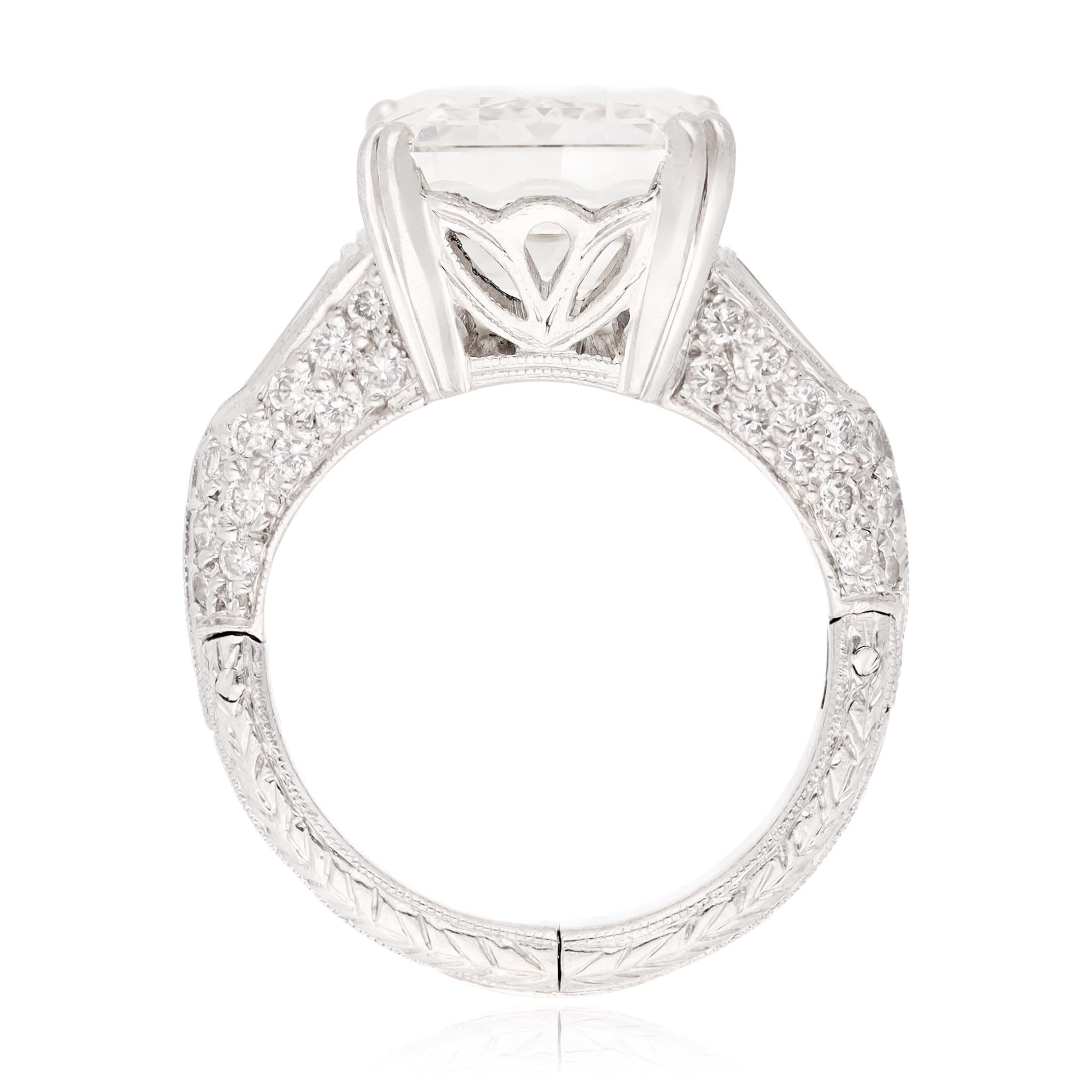 11.07 Emerald-Cut Platinum Diamond Ring