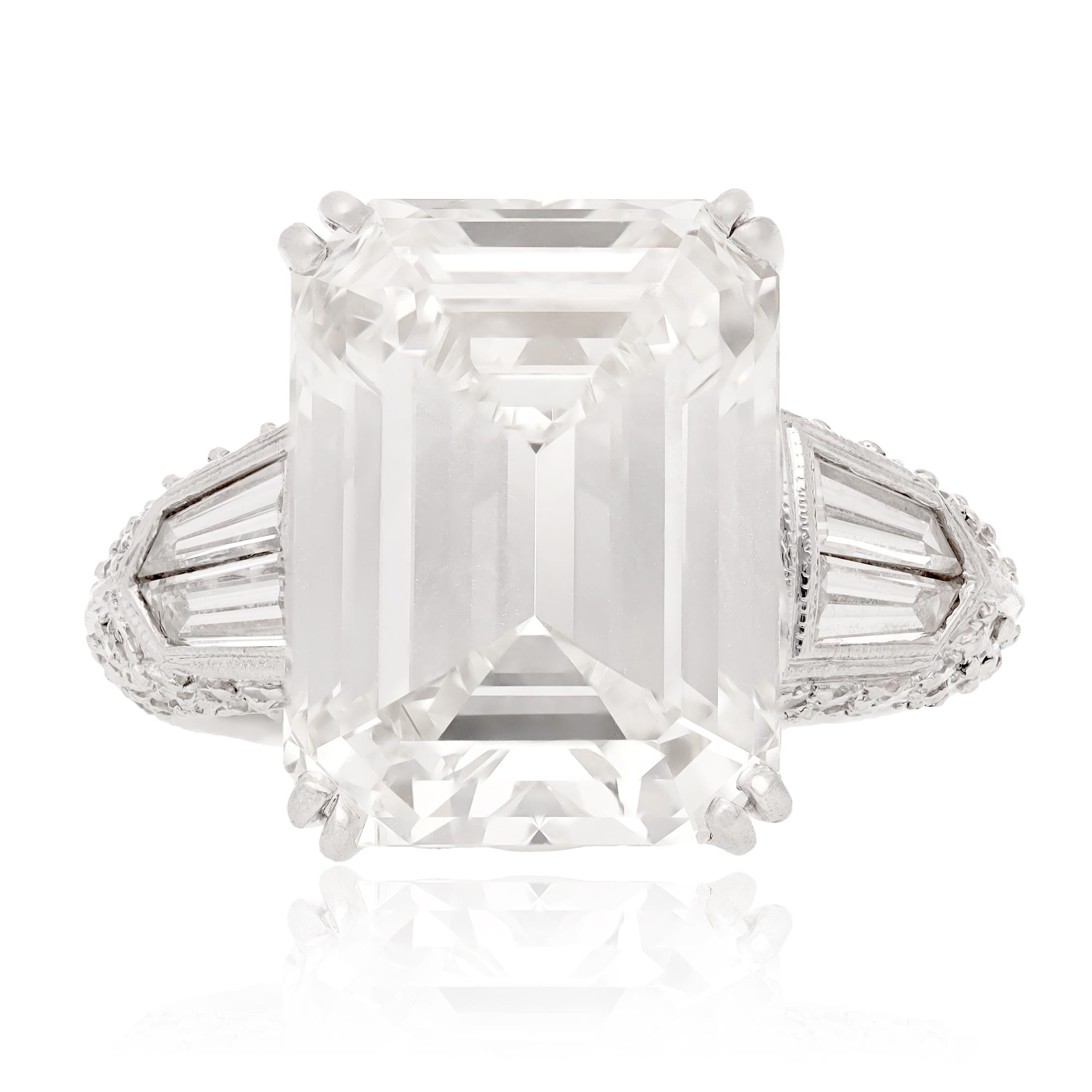 11.07 Emerald-Cut Platinum Diamond Ring