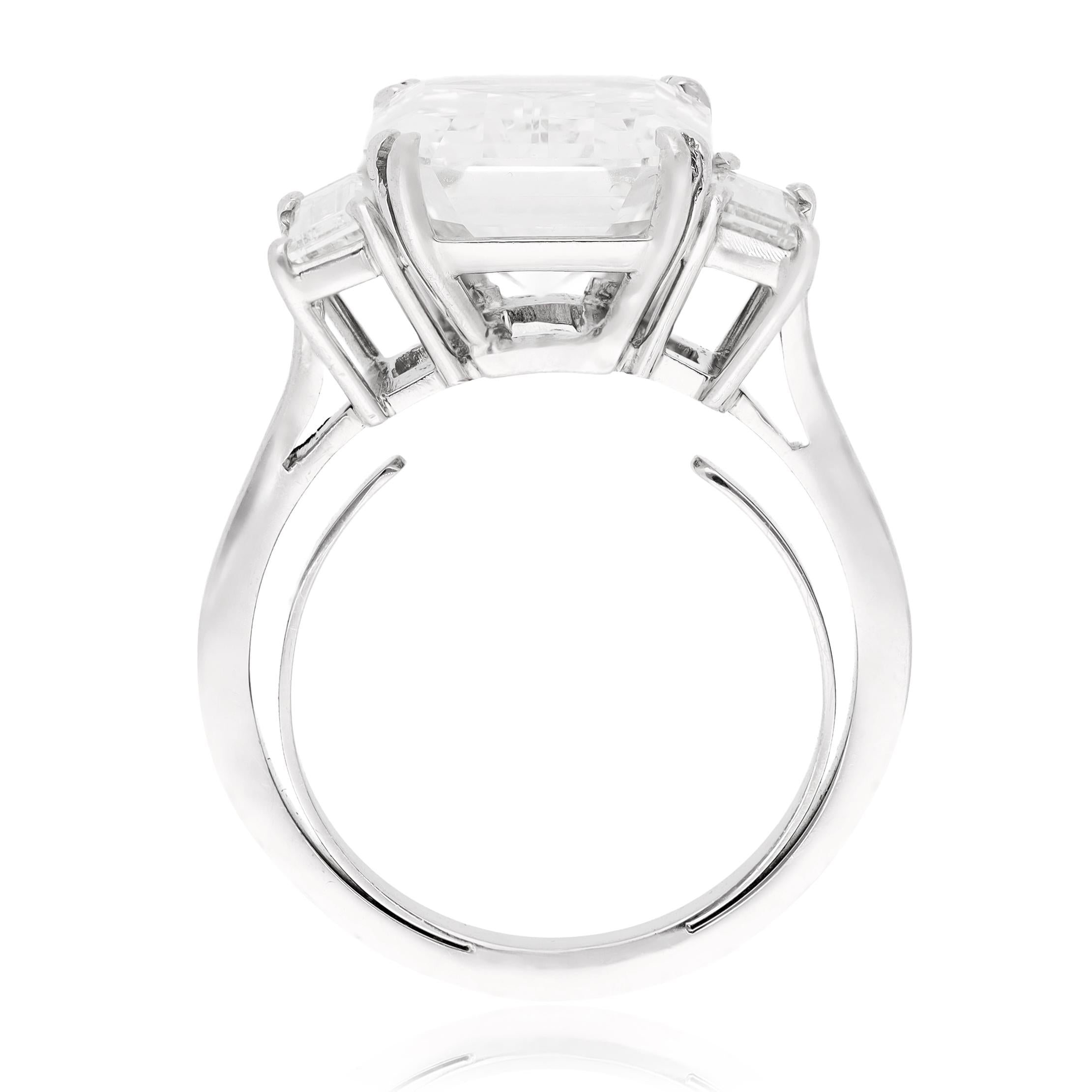 PLATINUM Emerald-Cut Diamond Ring — 10.65 CTS J VS2