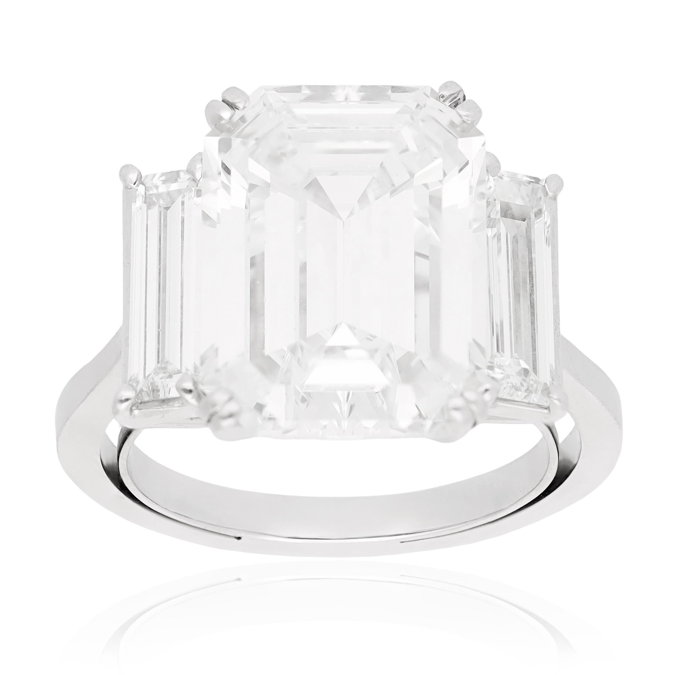 PLATINUM Emerald-Cut Diamond Ring — 10.65 CTS J VS2