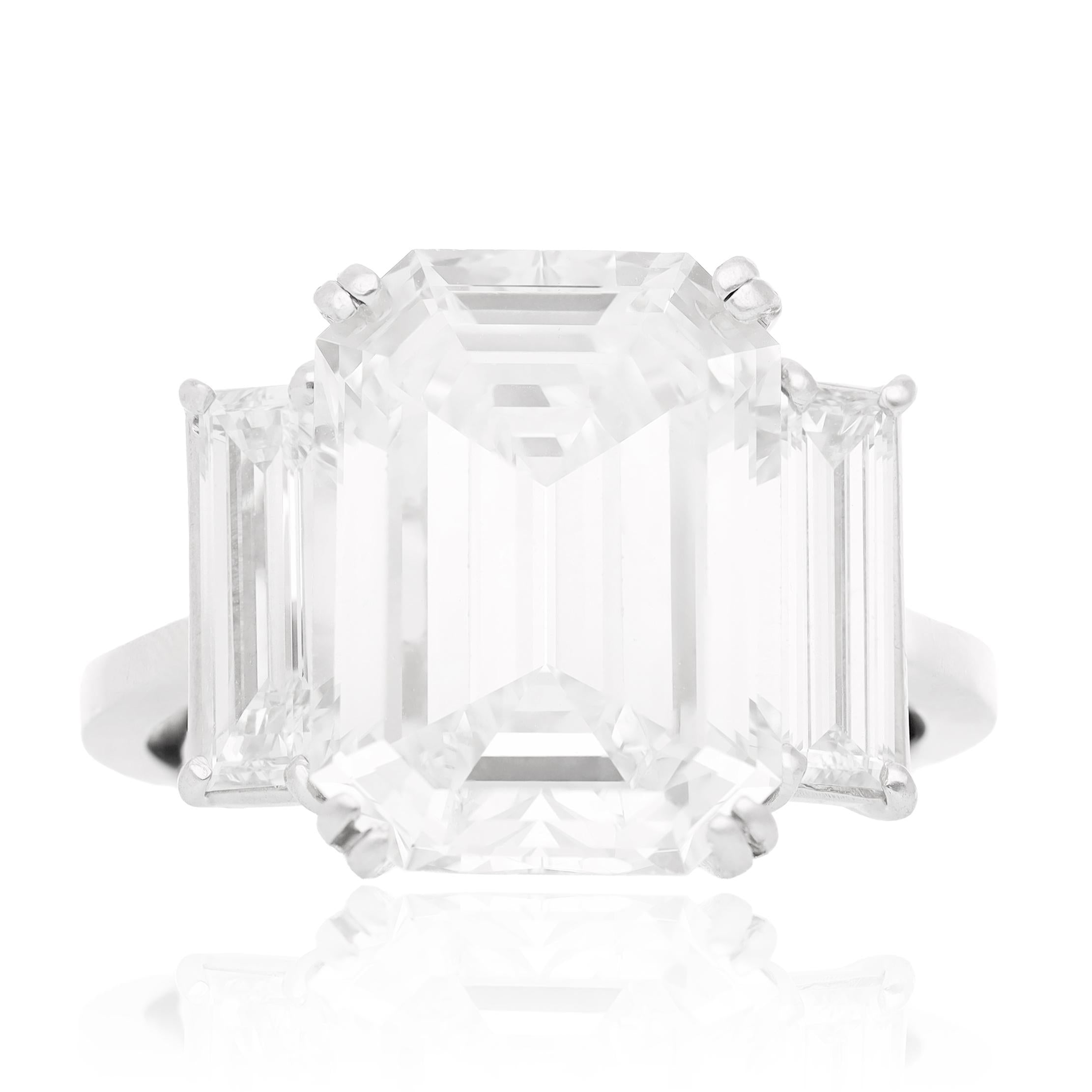 PLATINUM Emerald-Cut Diamond Ring — 10.65 CTS J VS2