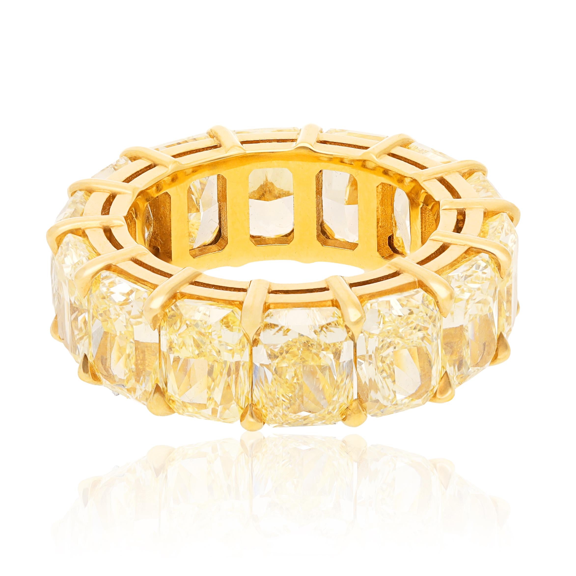 18K Yellow Gold, Fancy Yellow Radiant-Cut Diamond Eternity Band