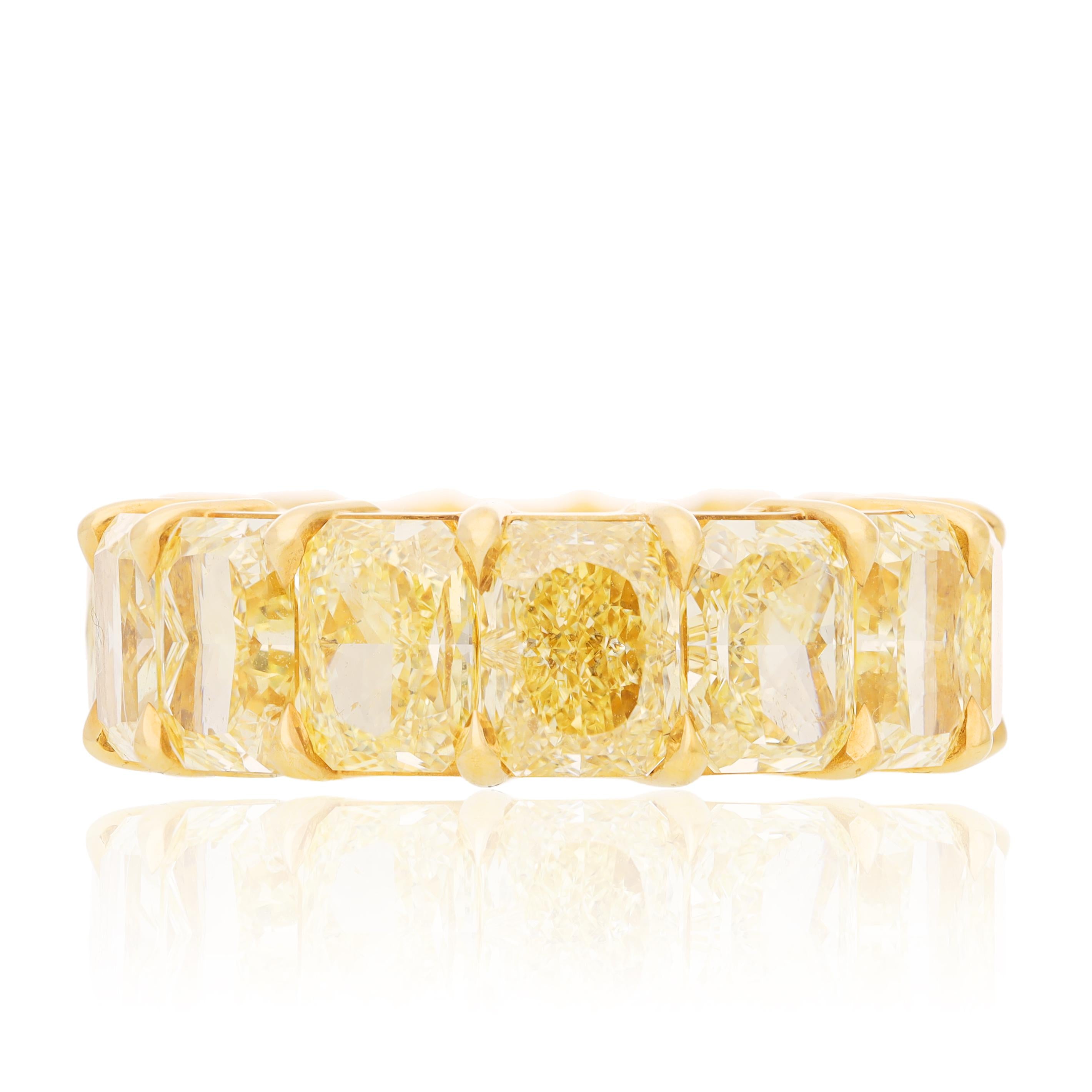 18K Yellow Gold, Fancy Yellow Radiant-Cut Diamond Eternity Band