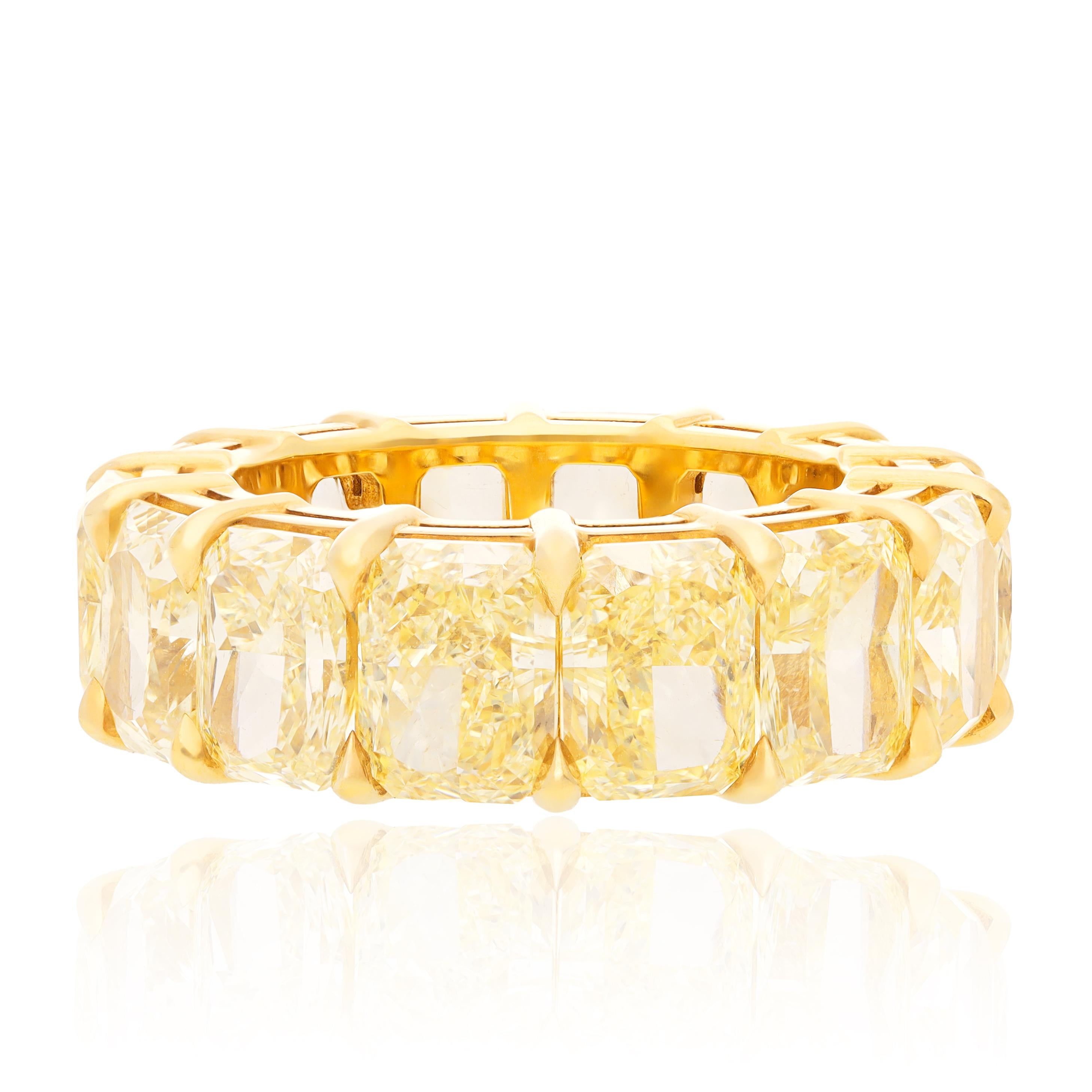 18K Yellow Gold, Fancy Yellow Radiant-Cut Diamond Eternity Band