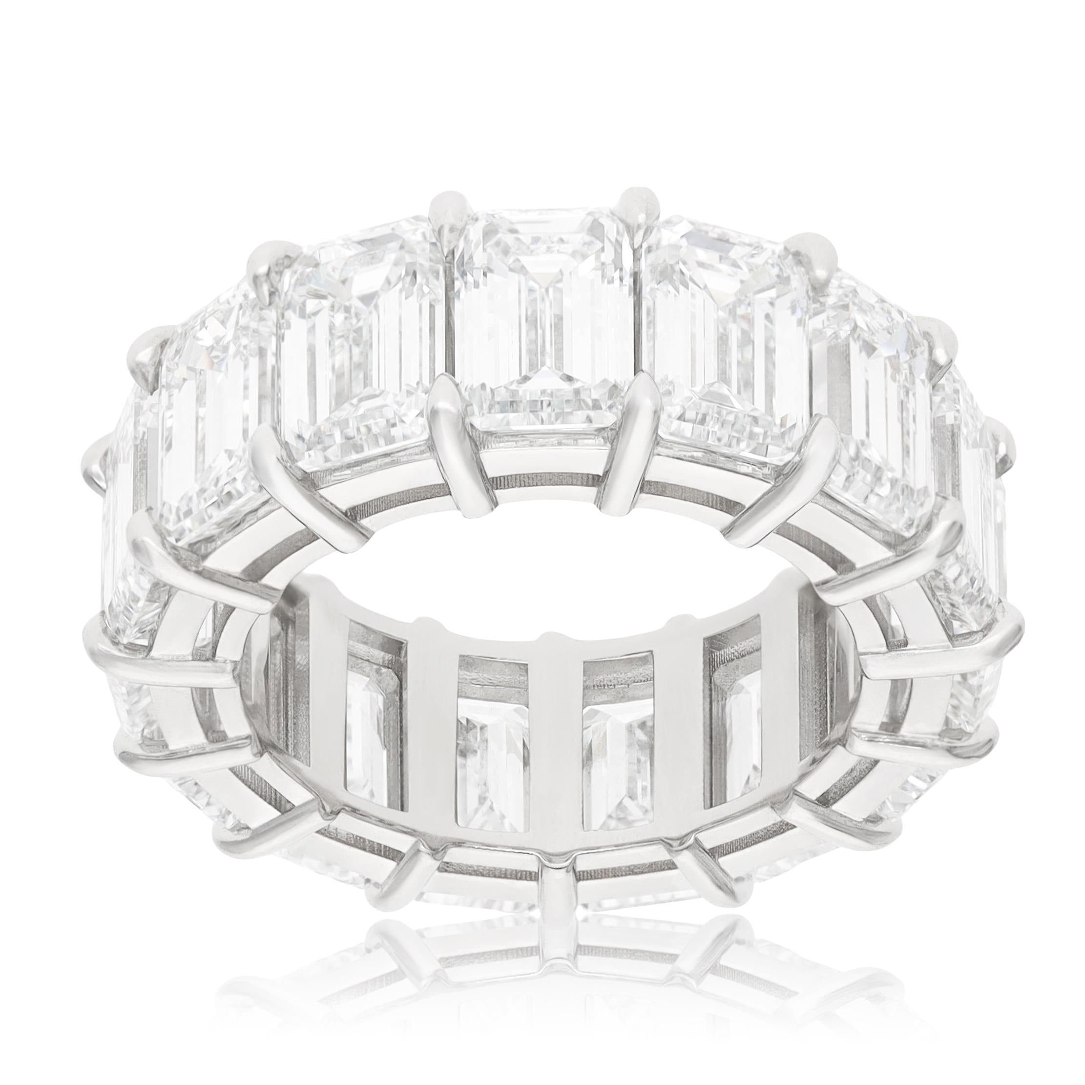 YAFA Platinum Emerald-Cut Diamond Eternity Band