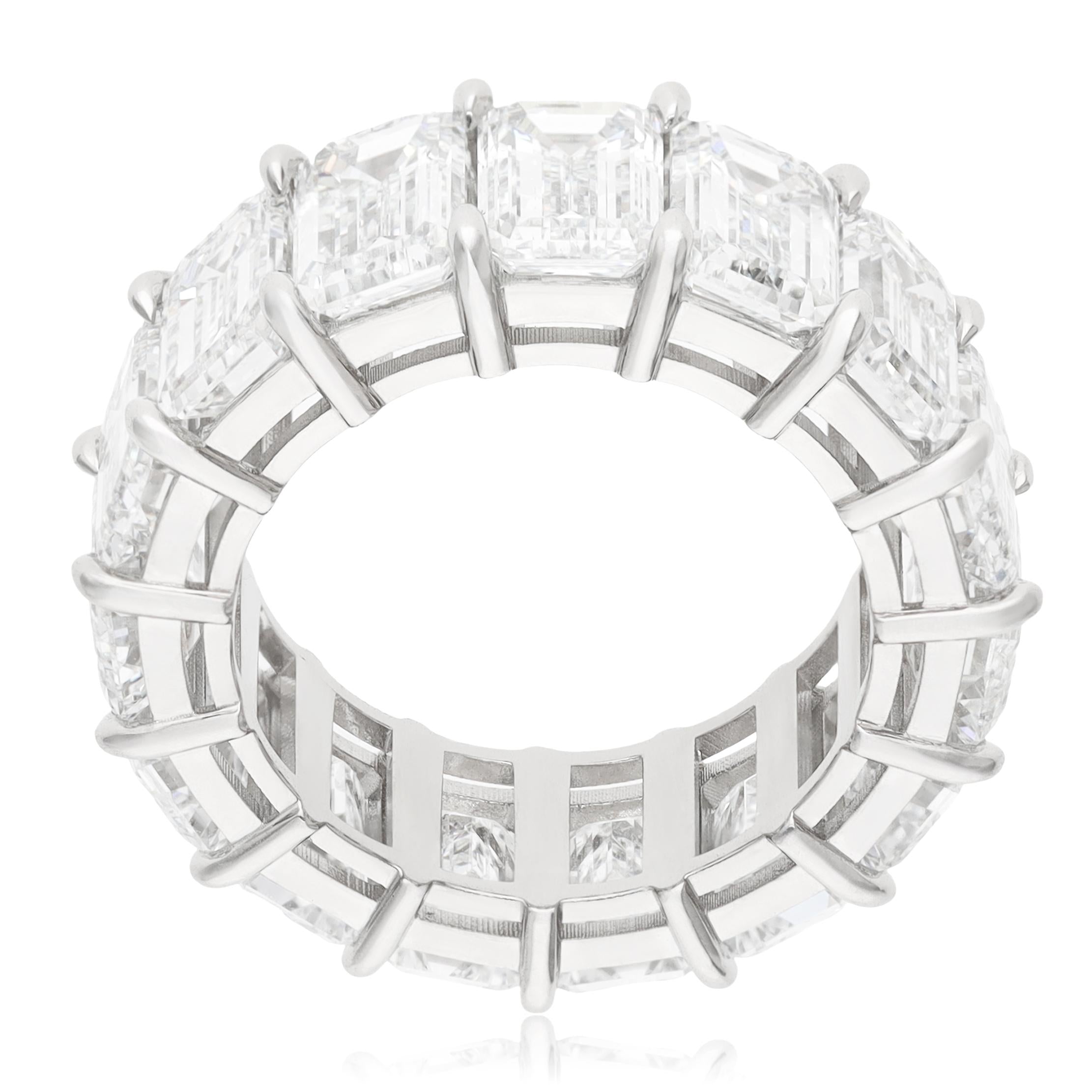 YAFA Platinum Emerald-Cut Diamond Eternity Band