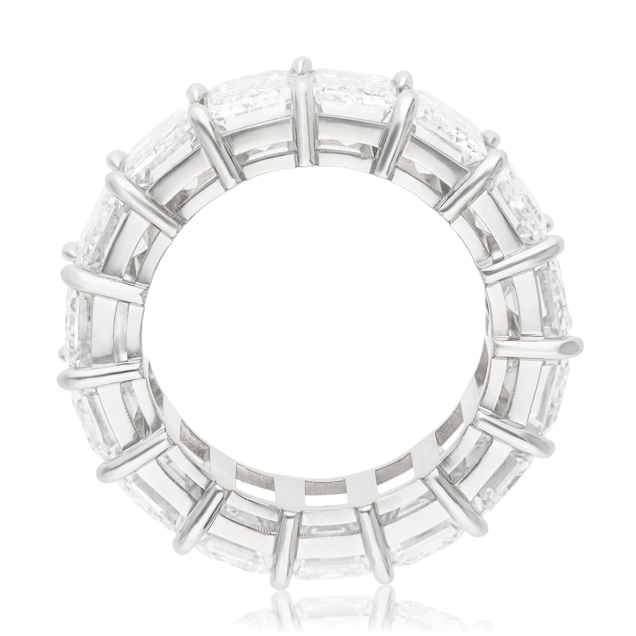YAFA Platinum Emerald-Cut Diamond Eternity Band