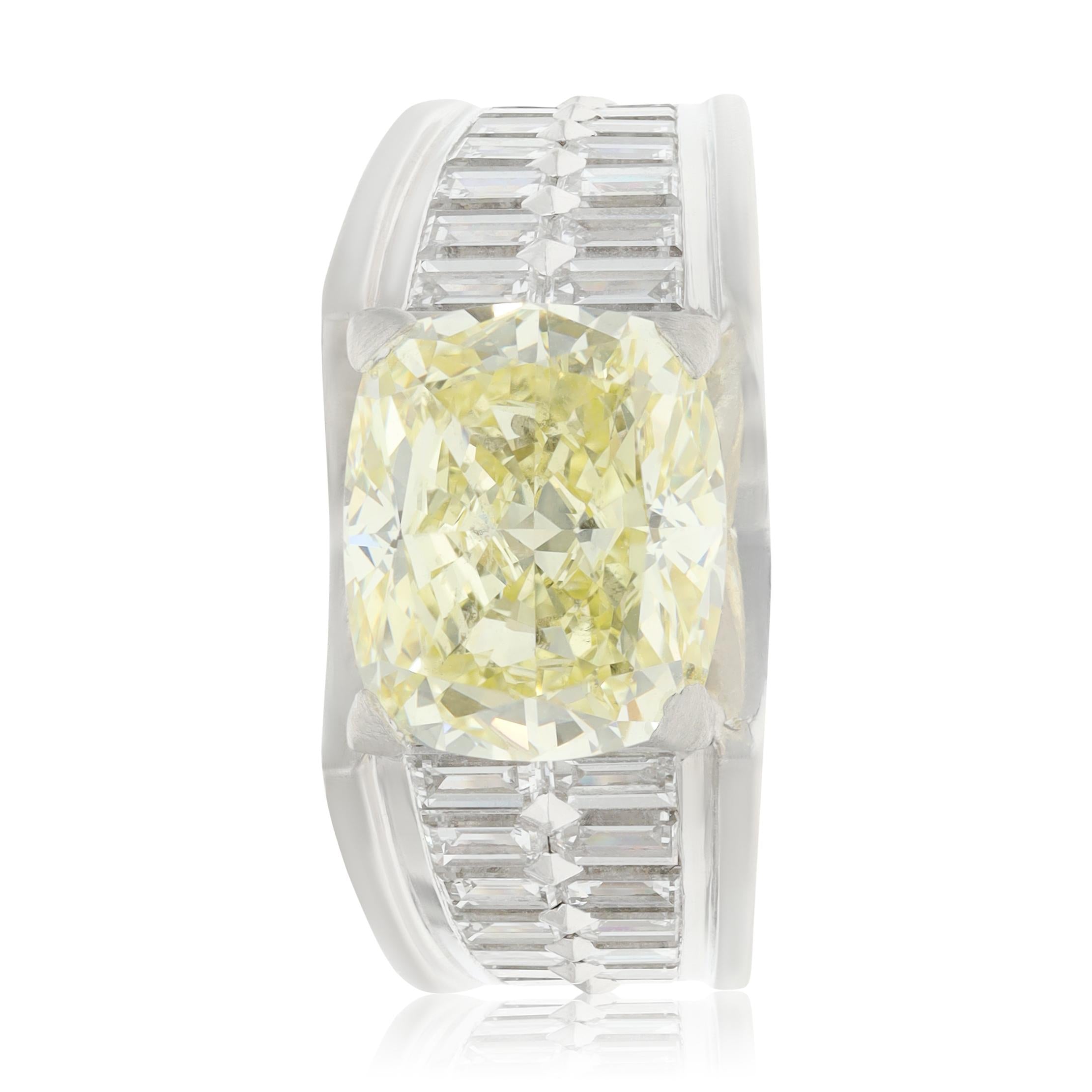 CARTIER Platinum, Cushion-Cut Fancy Yellow Diamond Ring